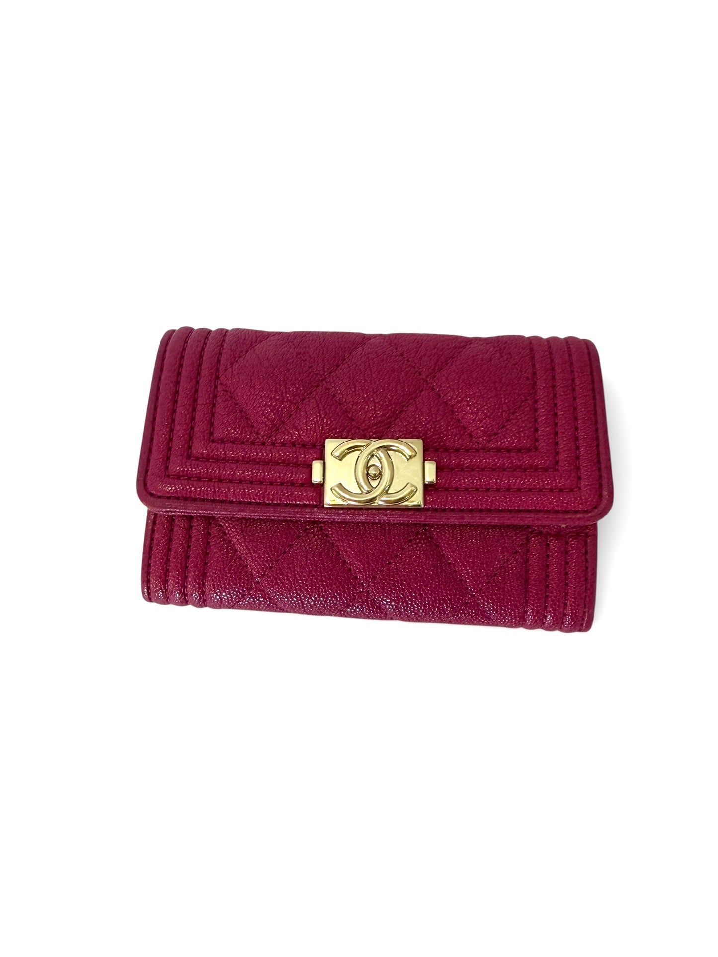 Chanel classic flap boy hot pink card case