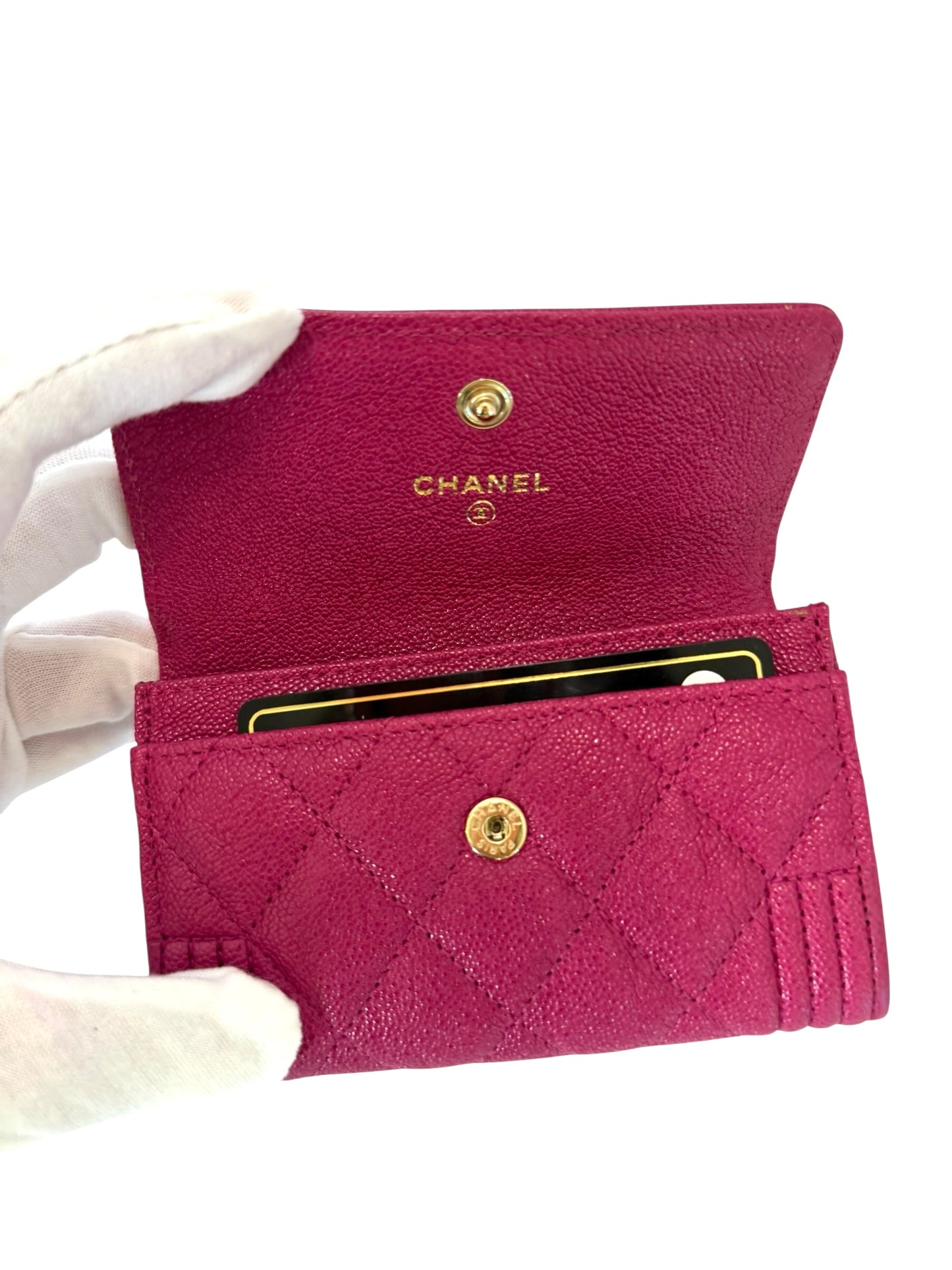 Chanel classic flap boy hot pink card case