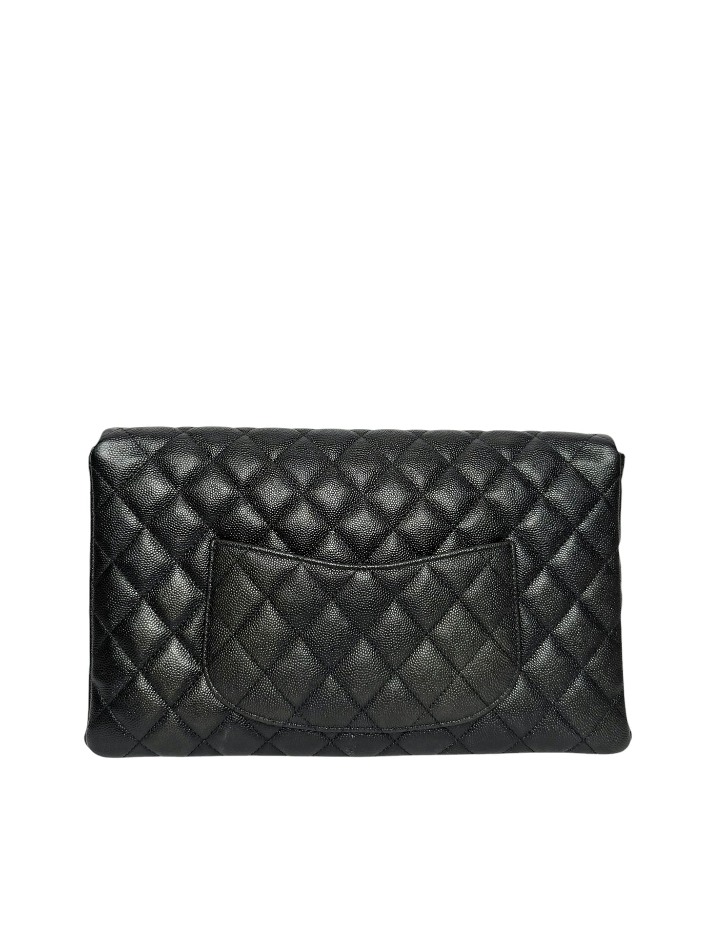 Chanel Black Caviar Quilted Flap Clutch GHW