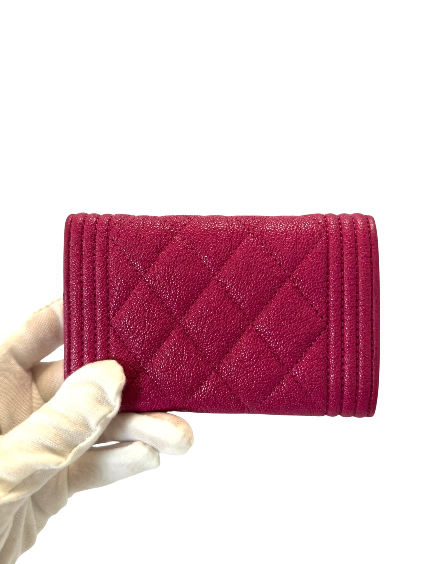 Chanel classic flap boy hot pink card case