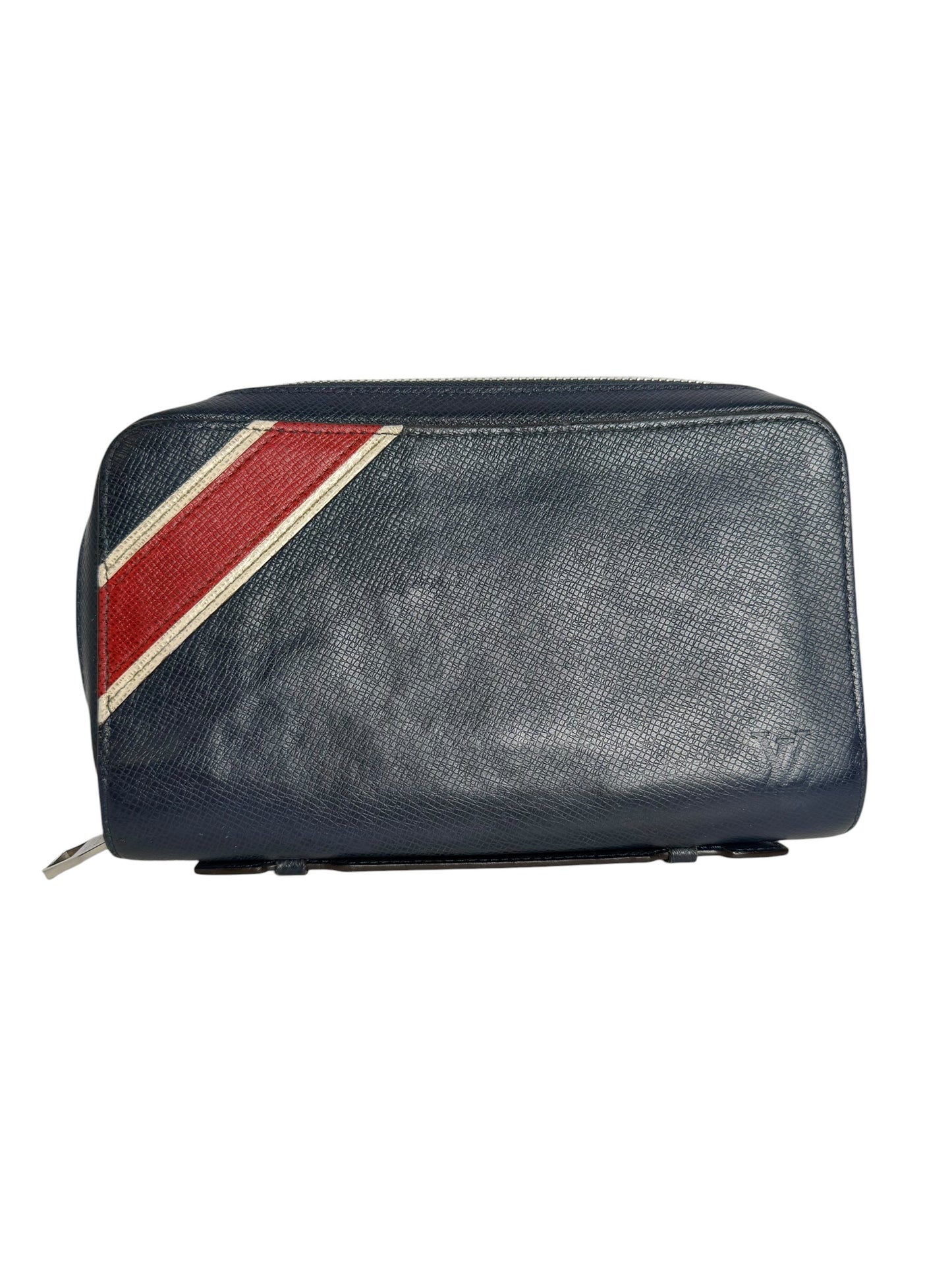 Louis Vuitton XL Blue Taiga Zip Wallet T4218