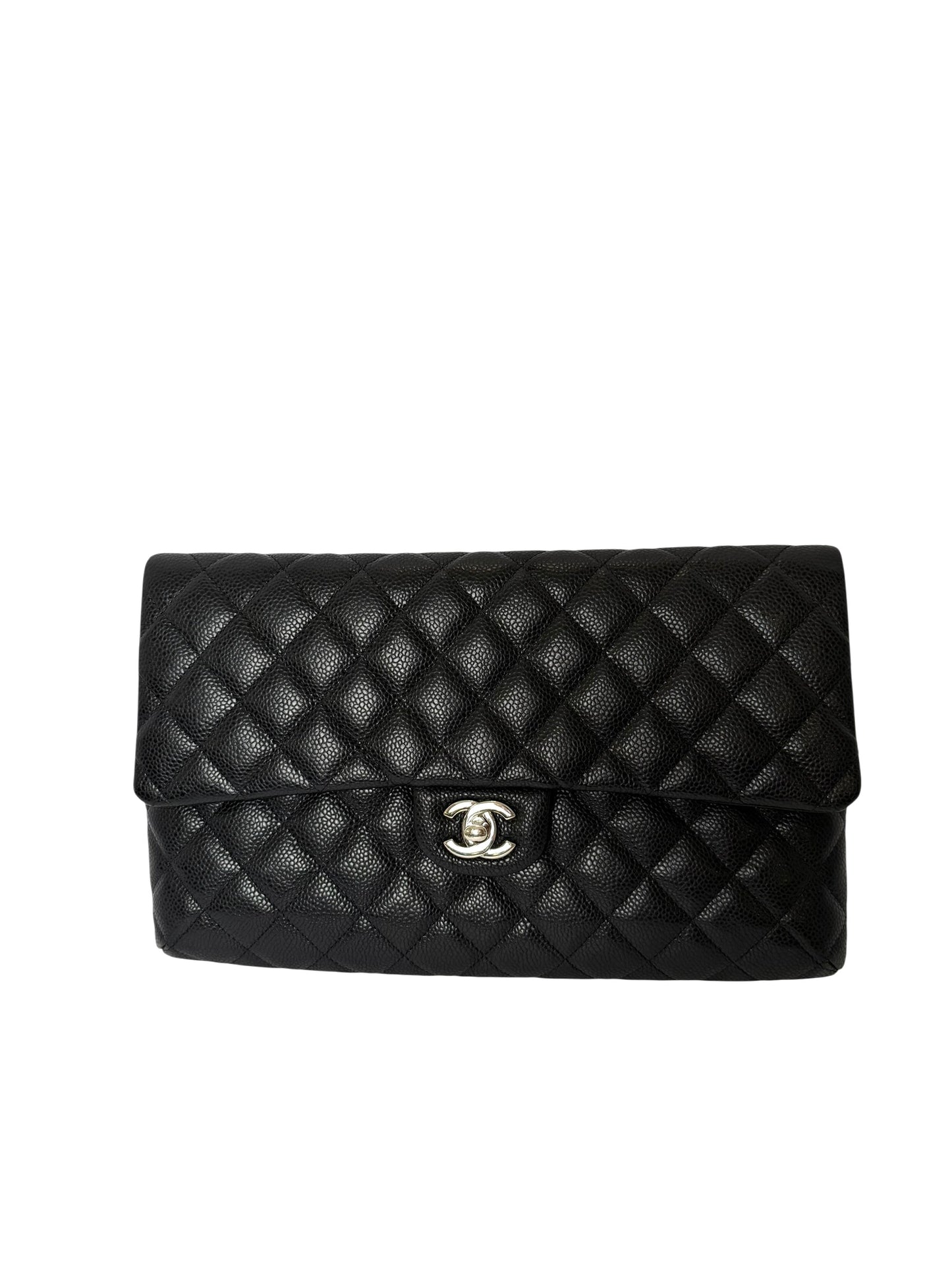 Chanel classic flap caviar black silver hardware