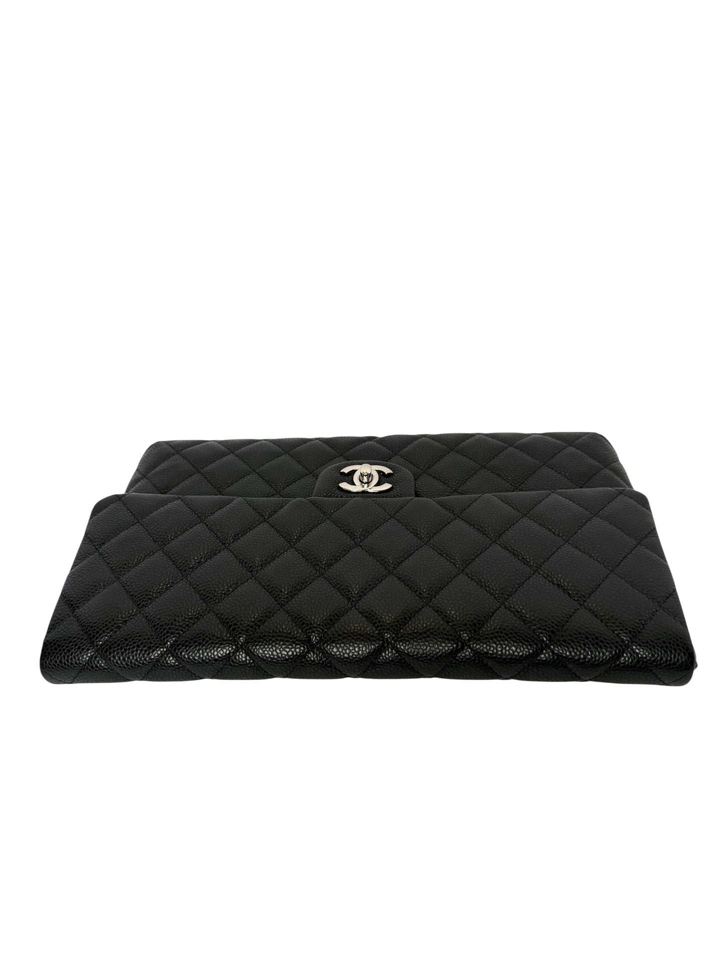 Chanel classic flap caviar black silver hardware