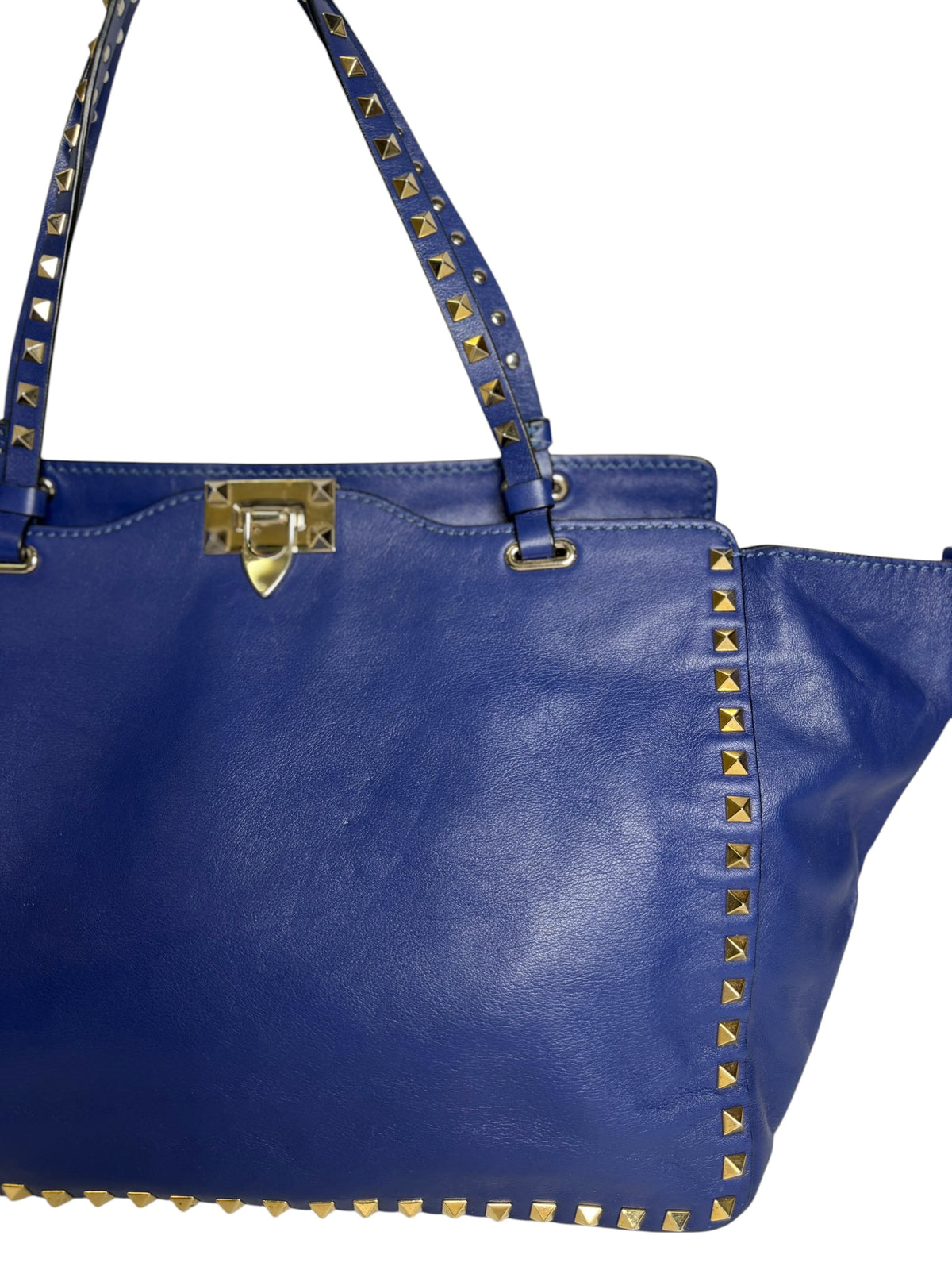Valentino Garavani Rockstud Trapeze Tote Blue Leather T5688