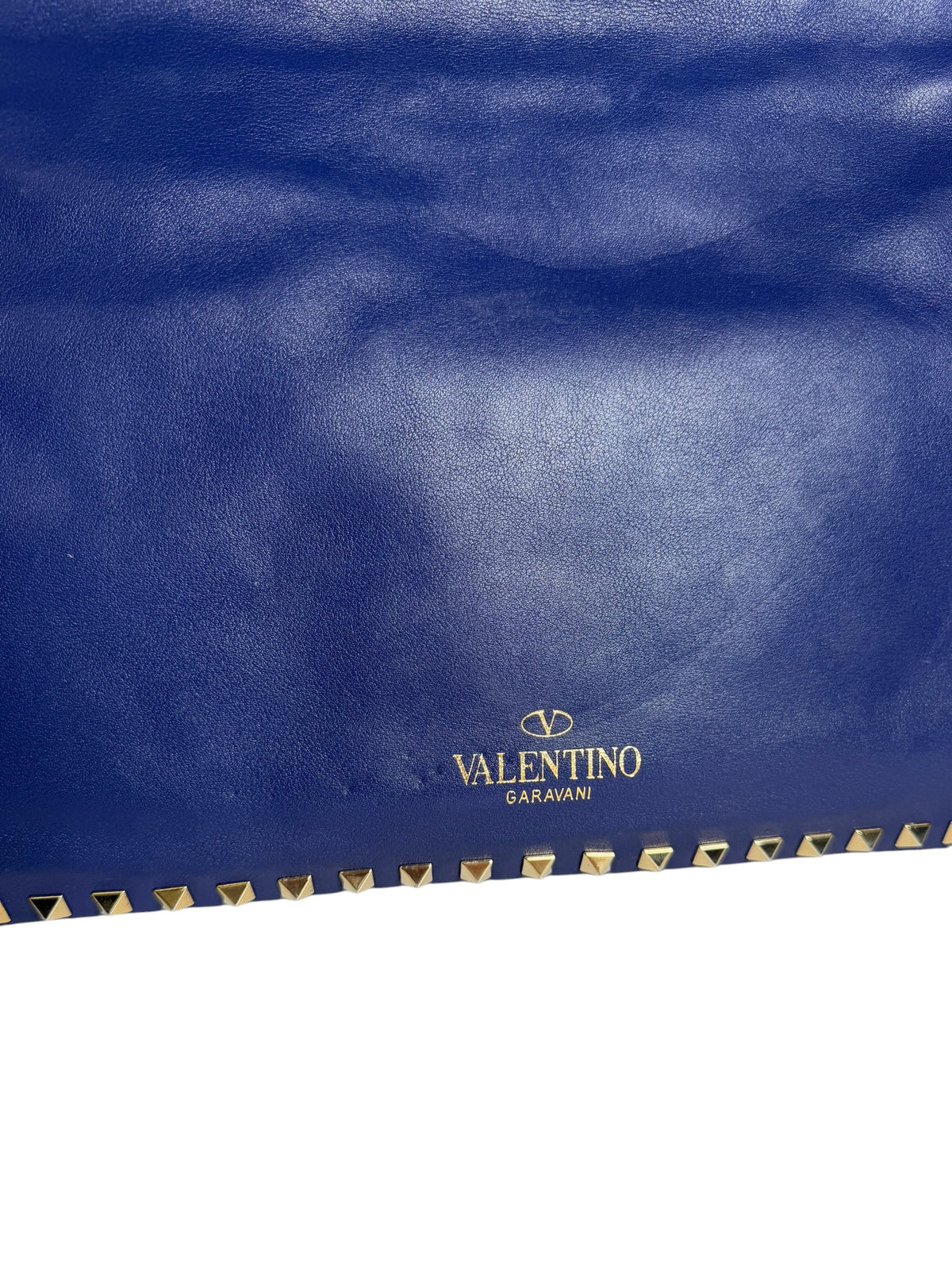 Valentino Garavani Rockstud Trapeze Tote Blue Leather T5688