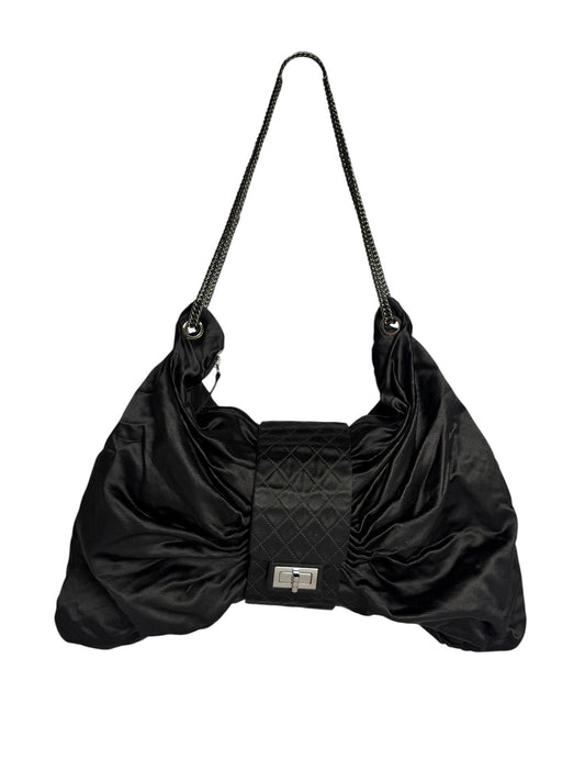 Chanel 2.55 Reissue Black Jumbo Satin Bow Bag T8345