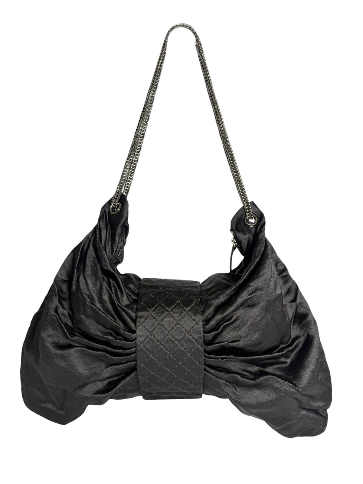 Chanel 2.55 Reissue Black Jumbo Satin Bow Bag T8345