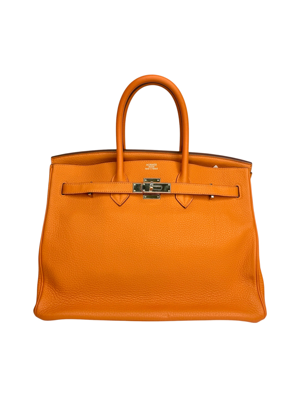 Hermes Birkin 30 Orange Togo Leather Palladium Hardware T9103