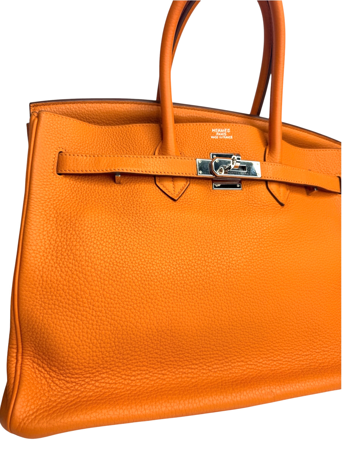 Hermes Birkin 30 Orange Togo Leather Palladium Hardware T9103