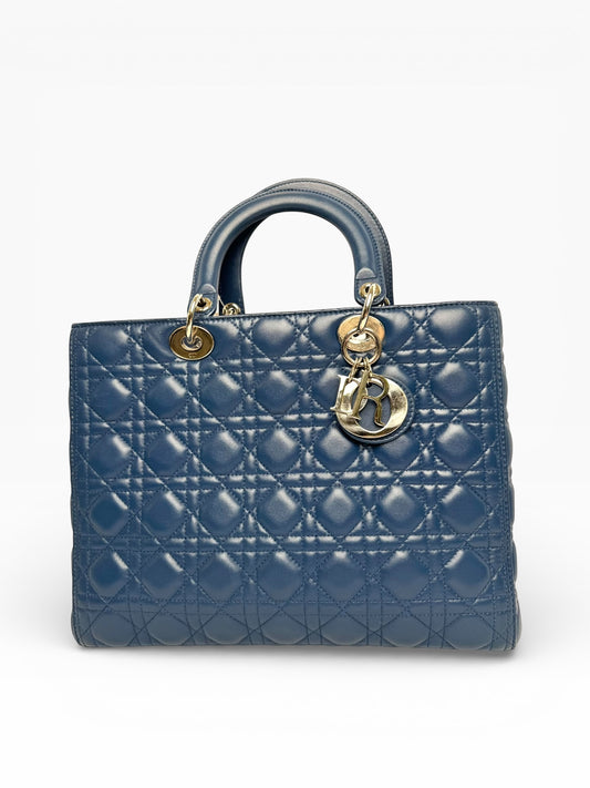 Dior Large lady Dior dusty blue gold hardware
