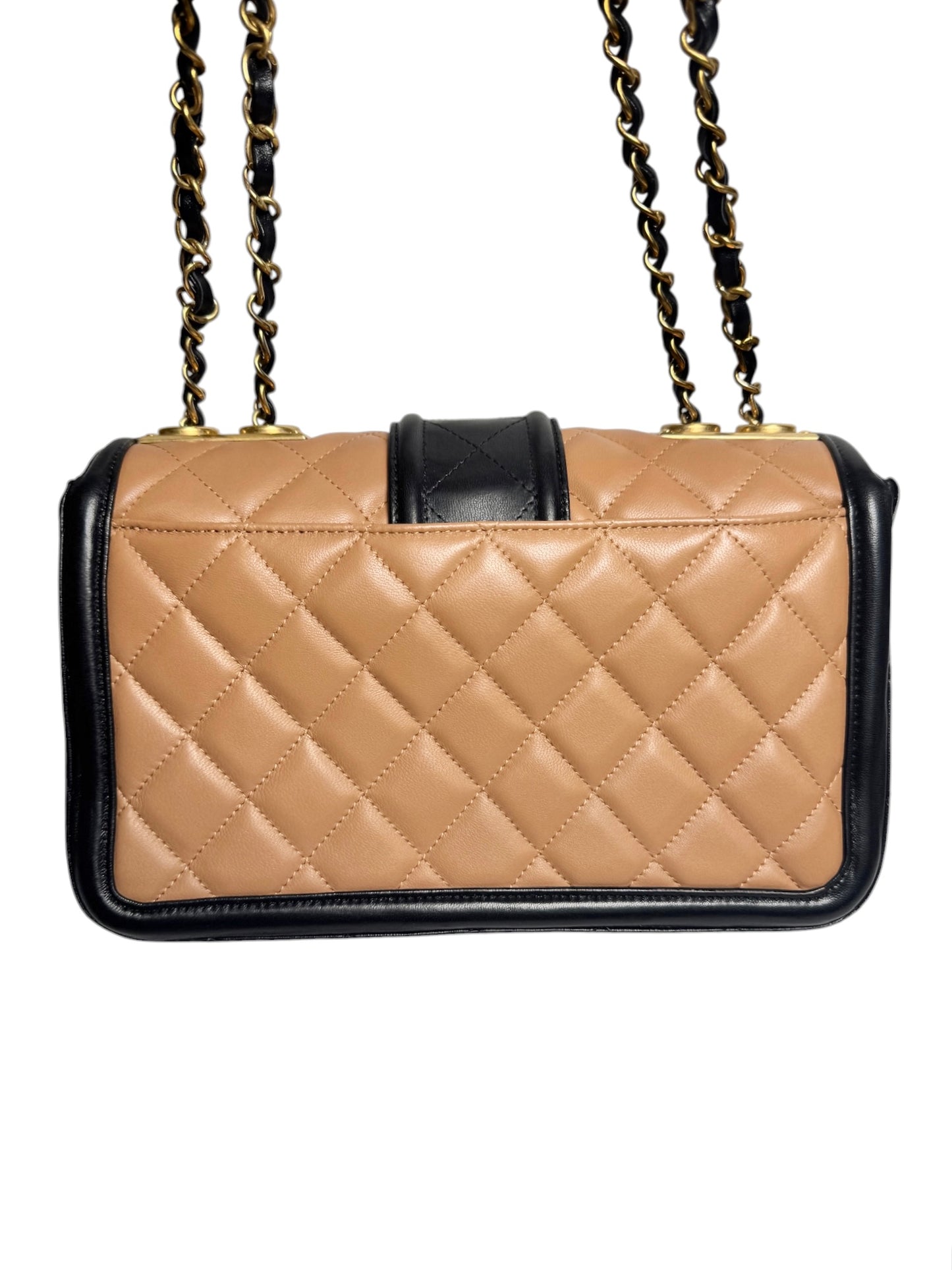 Chanel Quilted Medium Elegant CC Flap Beige Black GHW
