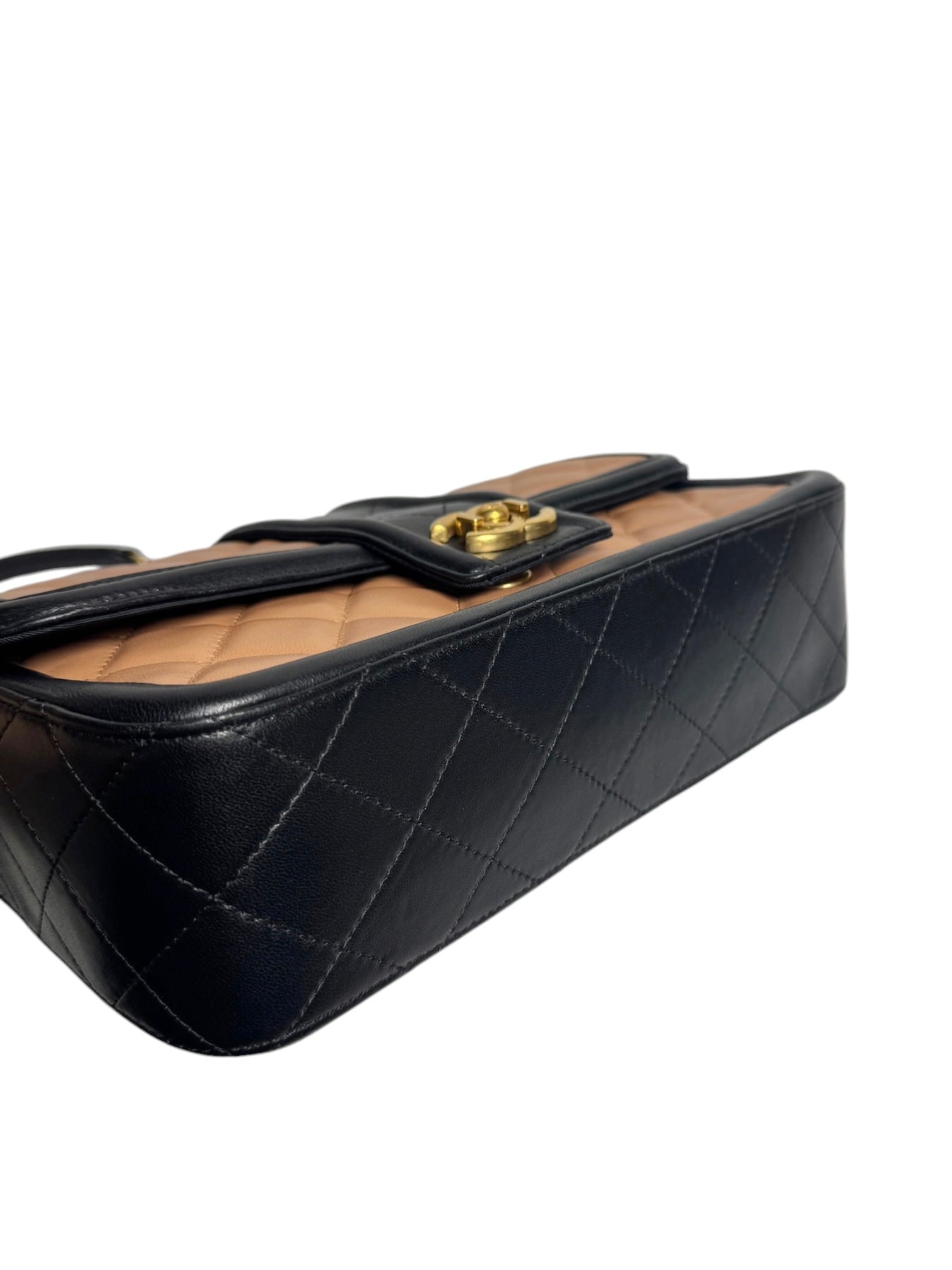 Chanel Quilted Medium Elegant CC Flap Beige Black GHW