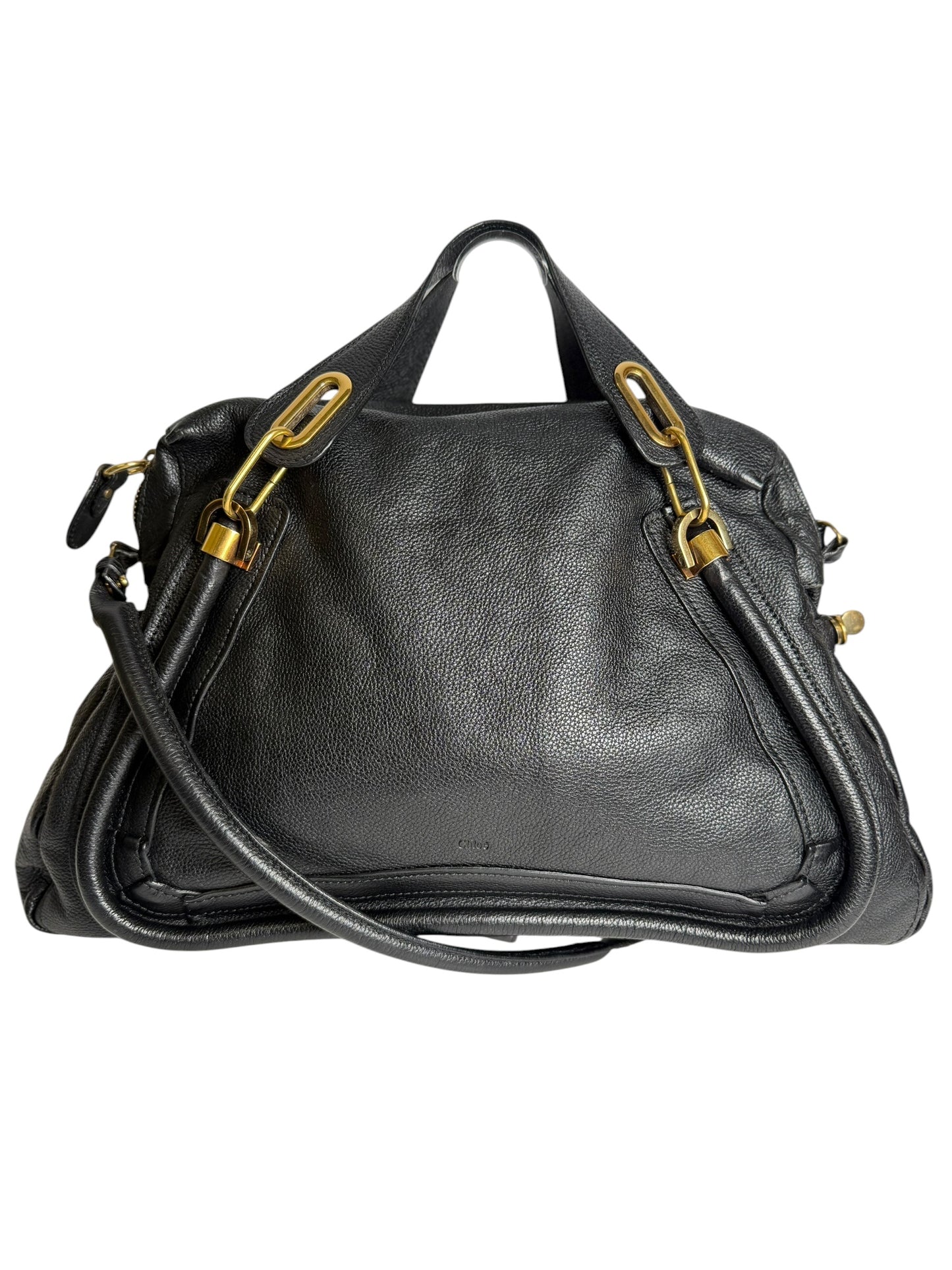 Chloe Black Leather Paraty Shoulder GHW T1043