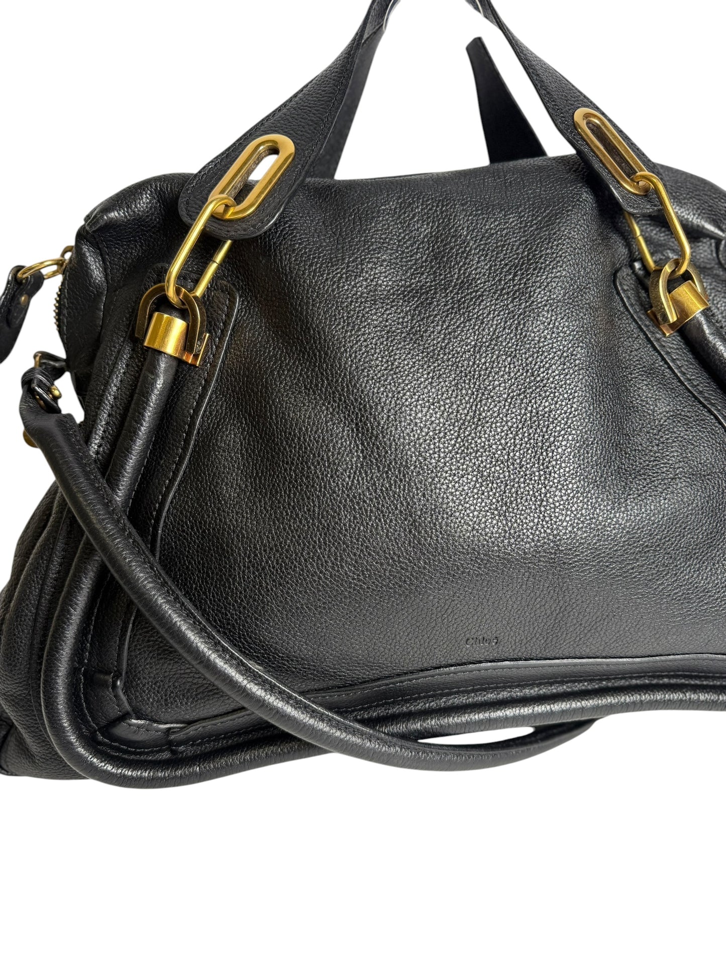Chloe Black Leather Paraty Shoulder GHW T1043