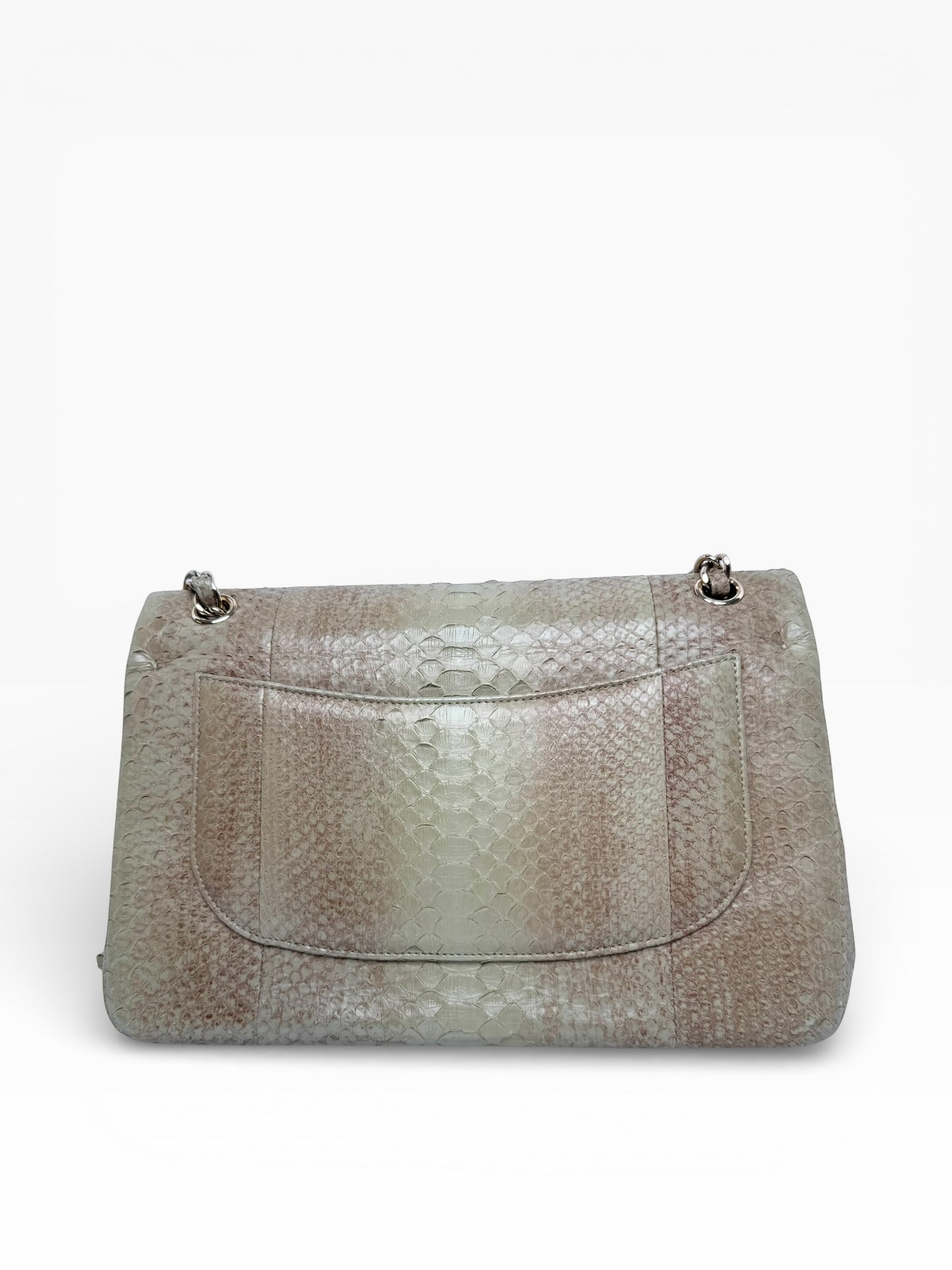 Chanel Python Ombre Khaki Jumbo Double Flap GHW