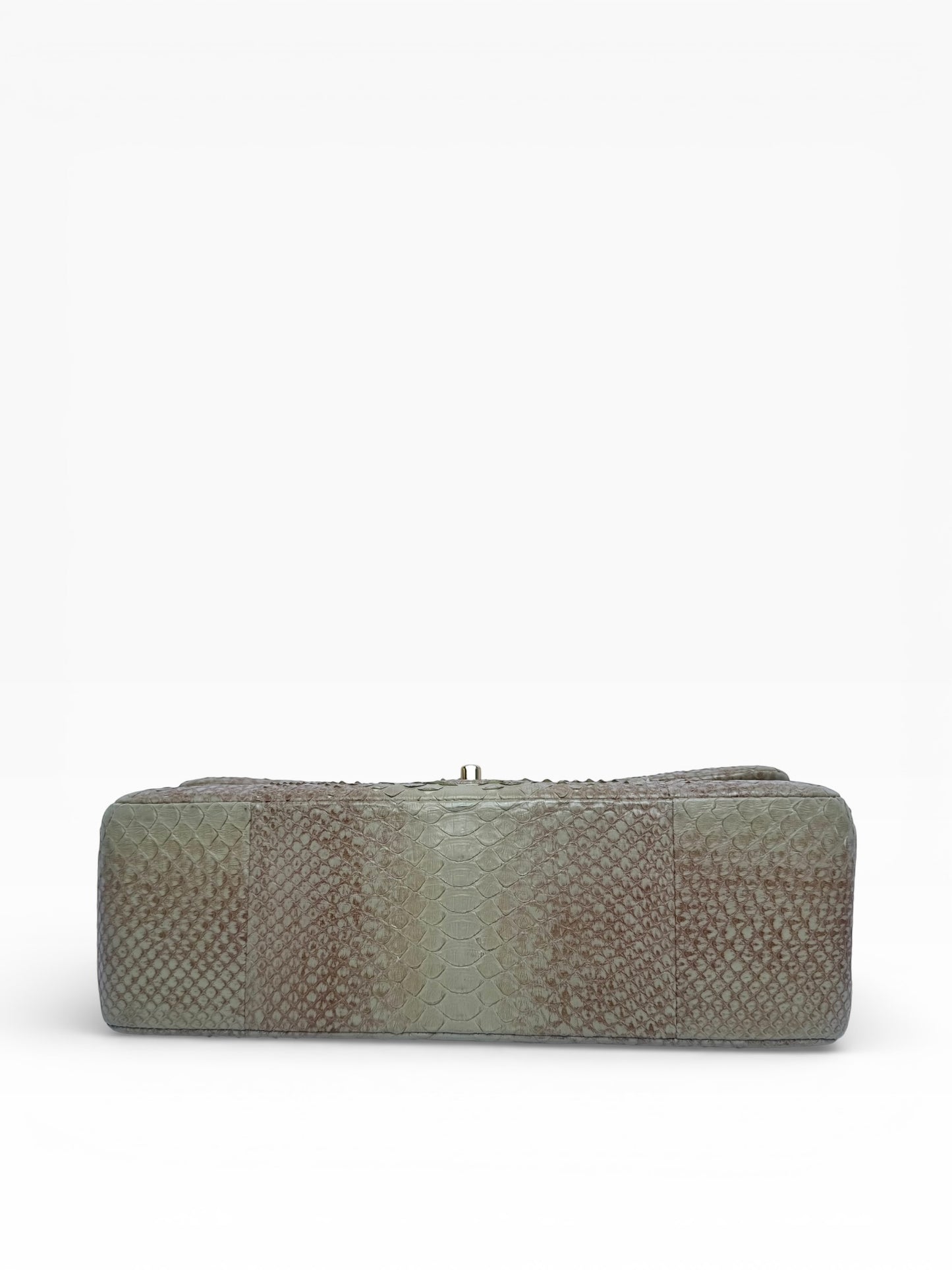 Chanel Python Ombre Khaki Jumbo Double Flap GHW