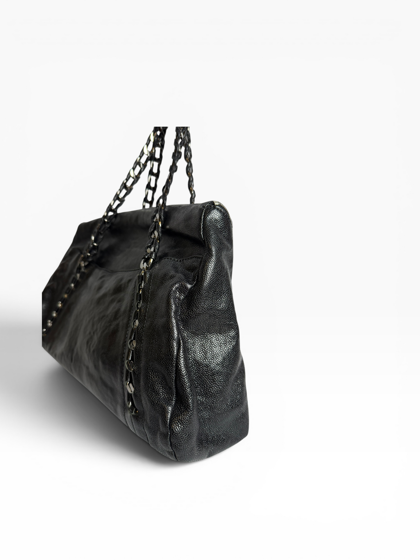 Chanel chain shoulder black top zip shoulder#1003