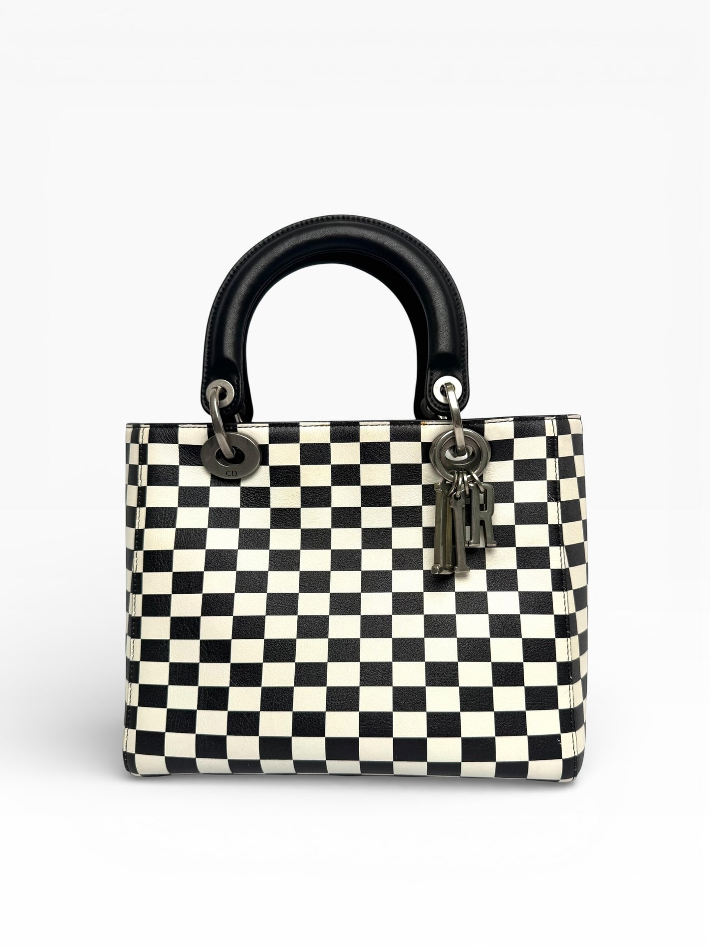 Lady Dior Checkered Medium Black/White