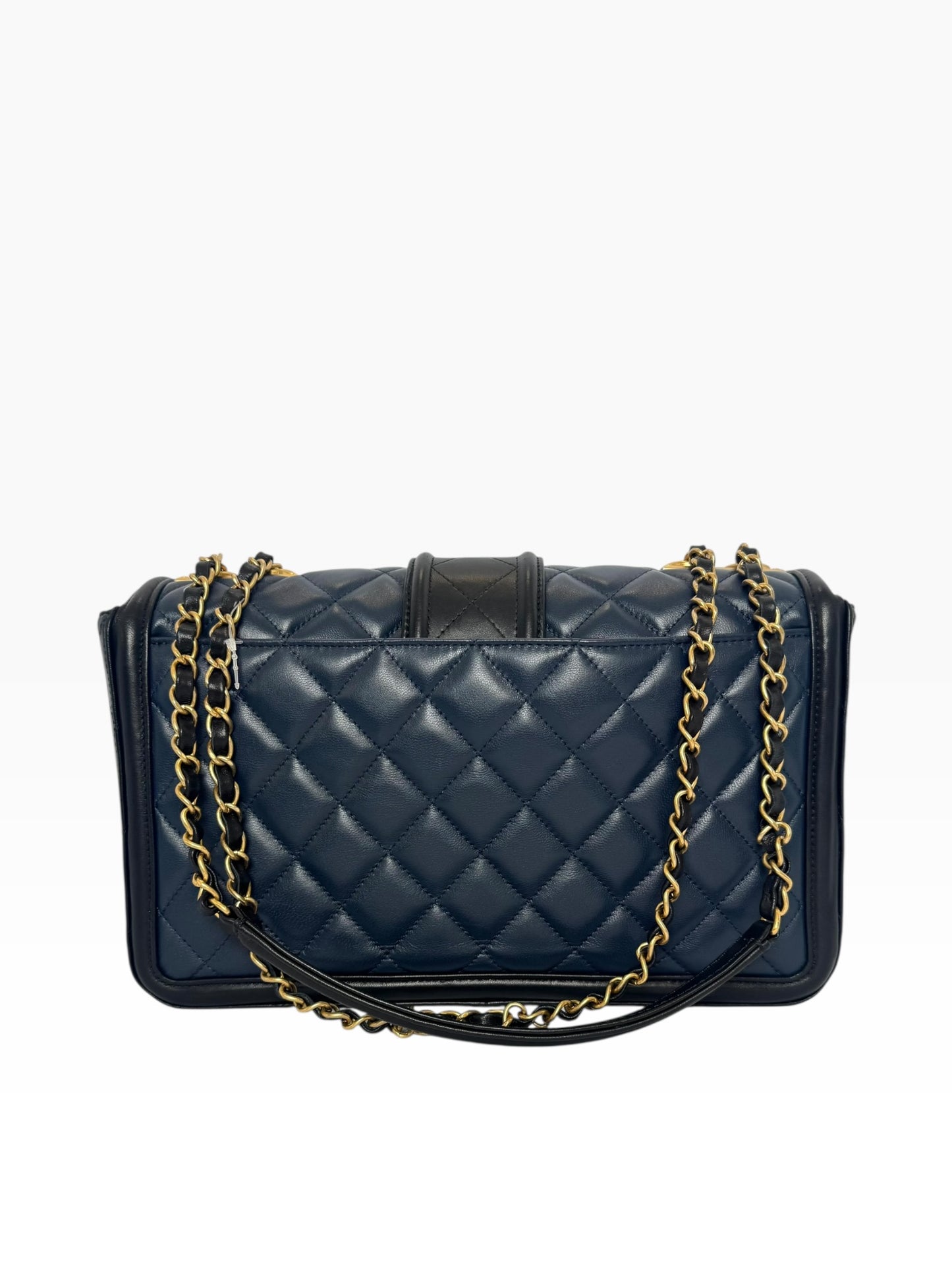 Chanel Navy Black Single Flap Gold HardWare