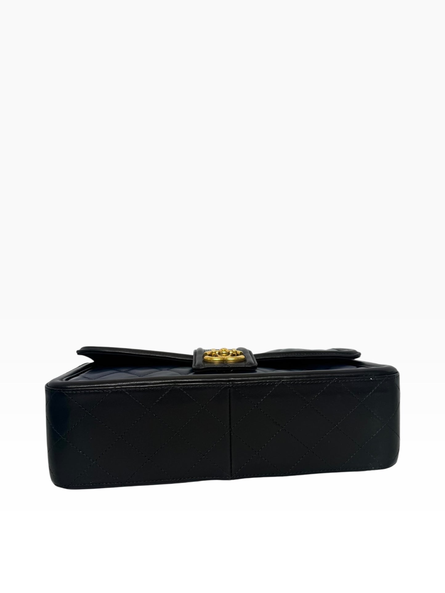 Chanel Navy Black Single Flap Gold HardWare