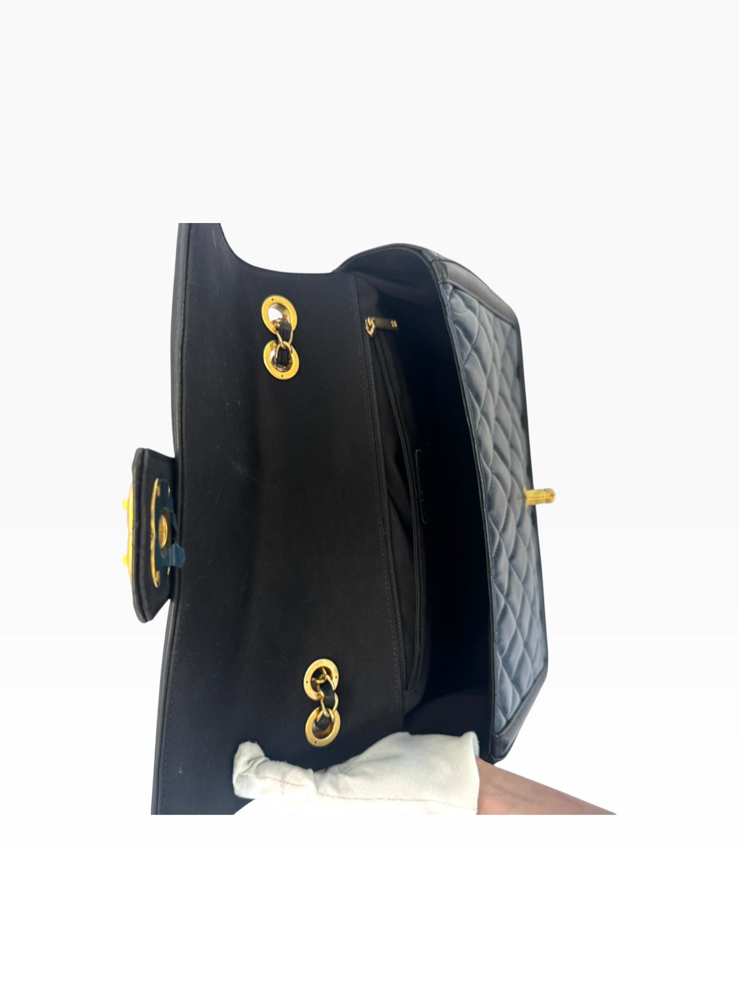 Chanel Navy Black Single Flap Gold HardWare