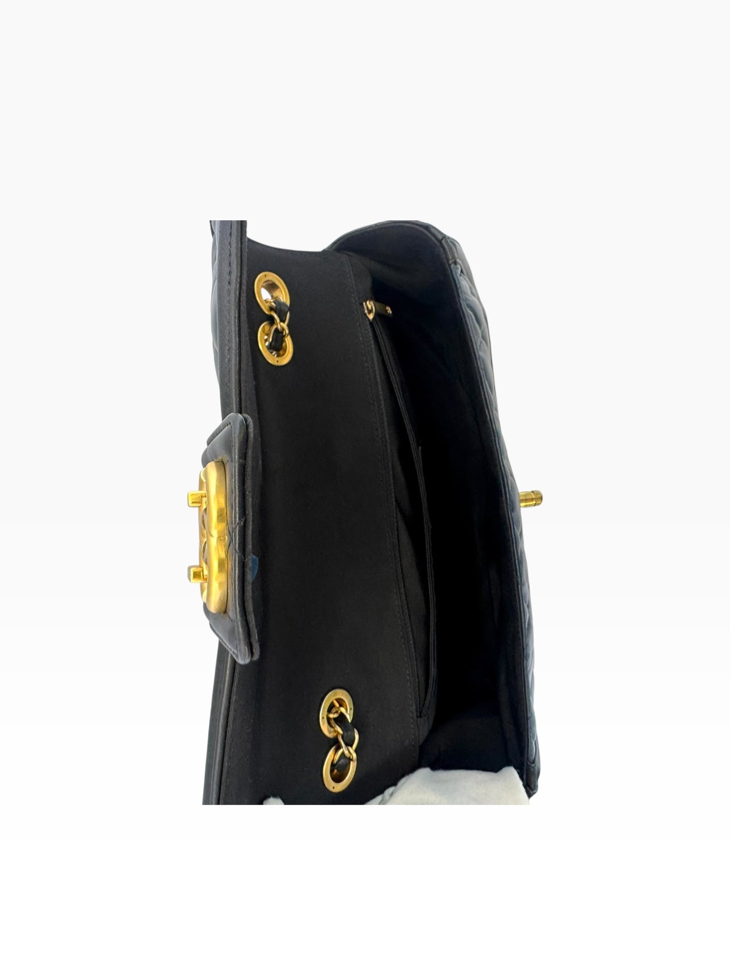 Chanel Navy Black Single Flap Gold HardWare