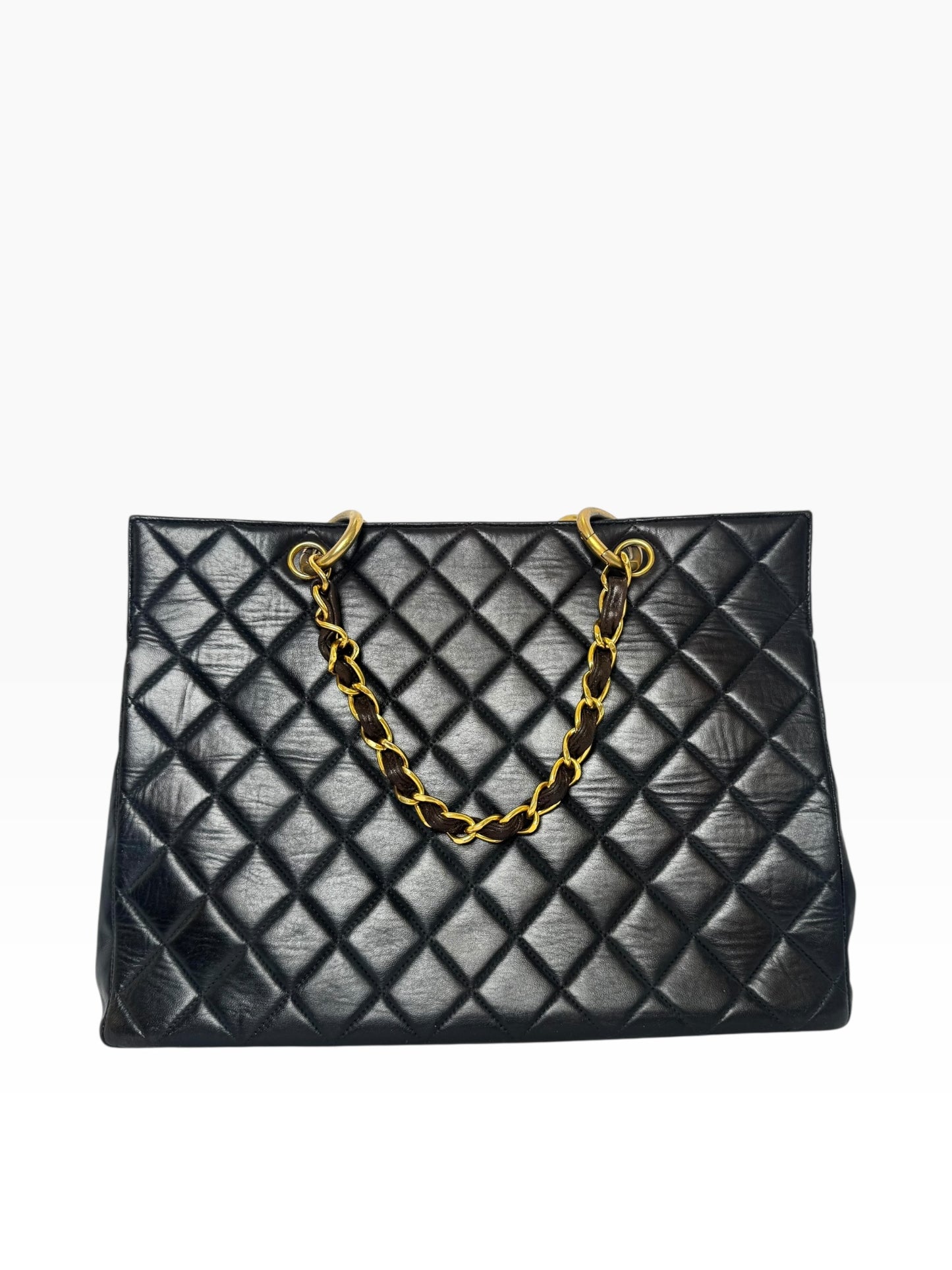 Chanel Vintage GST Black Gold Hardware Grand Shopping Tote