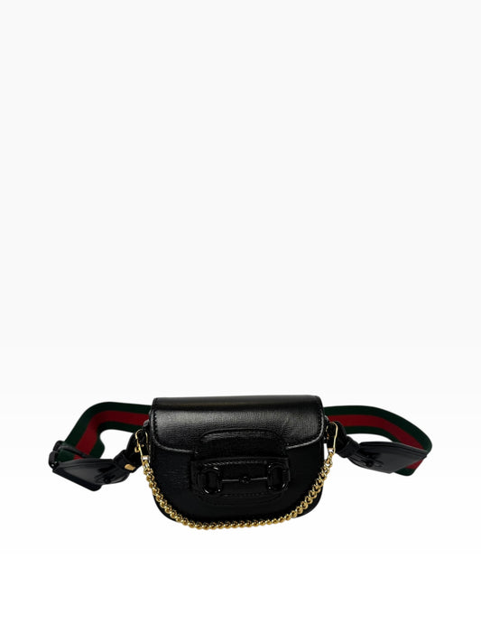 Gucci Micro Black Flap Strap plus Chain