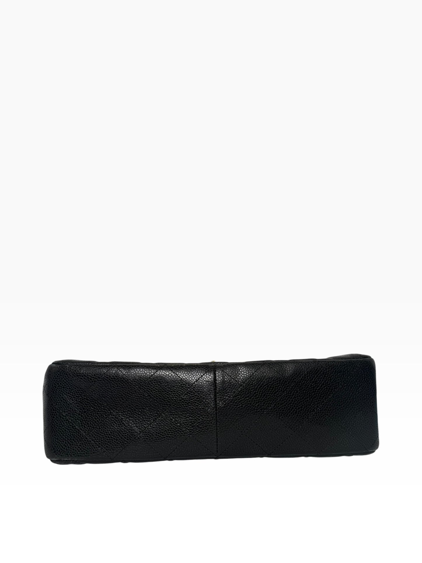 Chanel Caviar Black Gold Hardware Single Jumbo Classic Flap