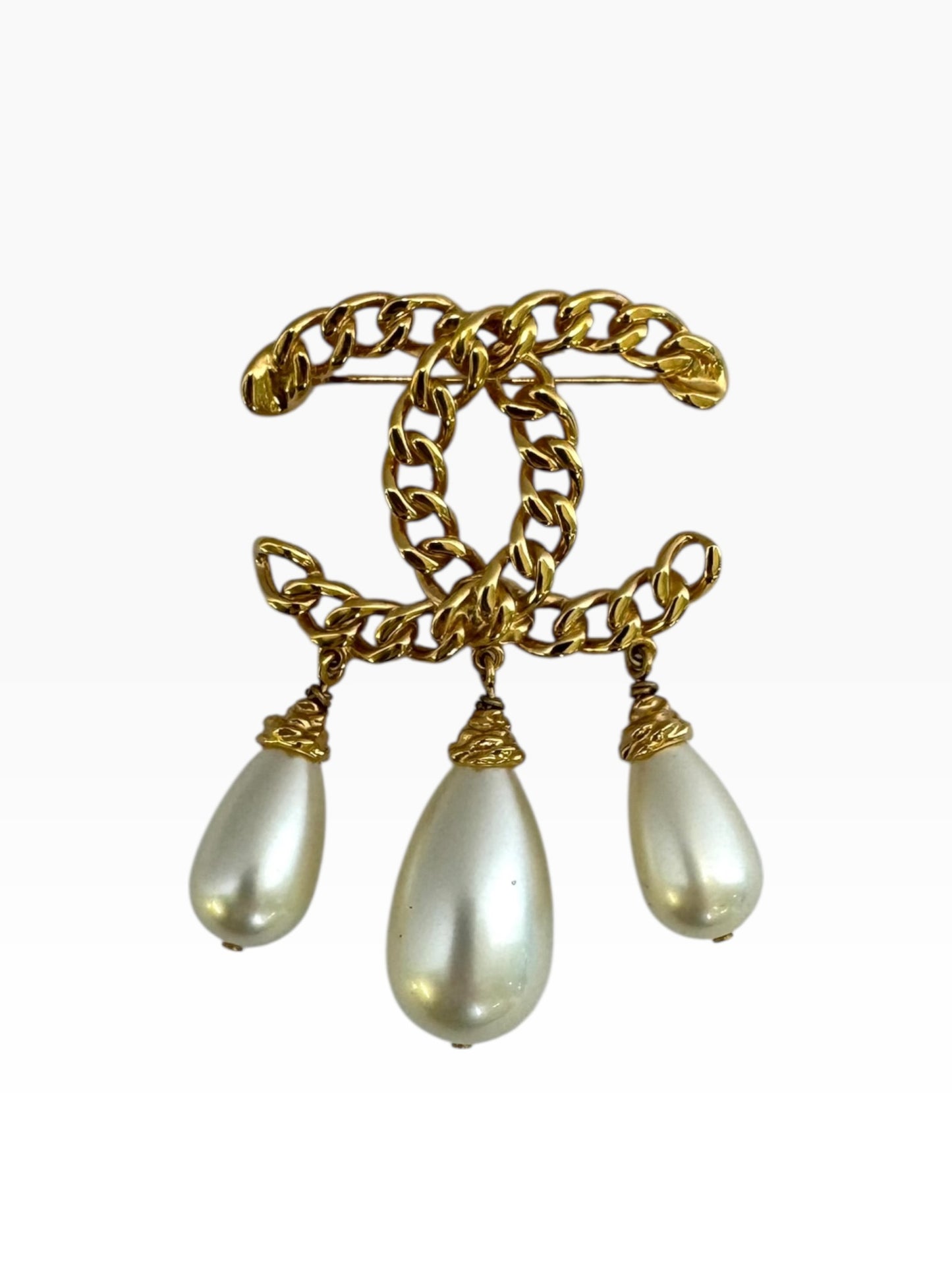 Chanel CC with Pearl Tear Drop brooch