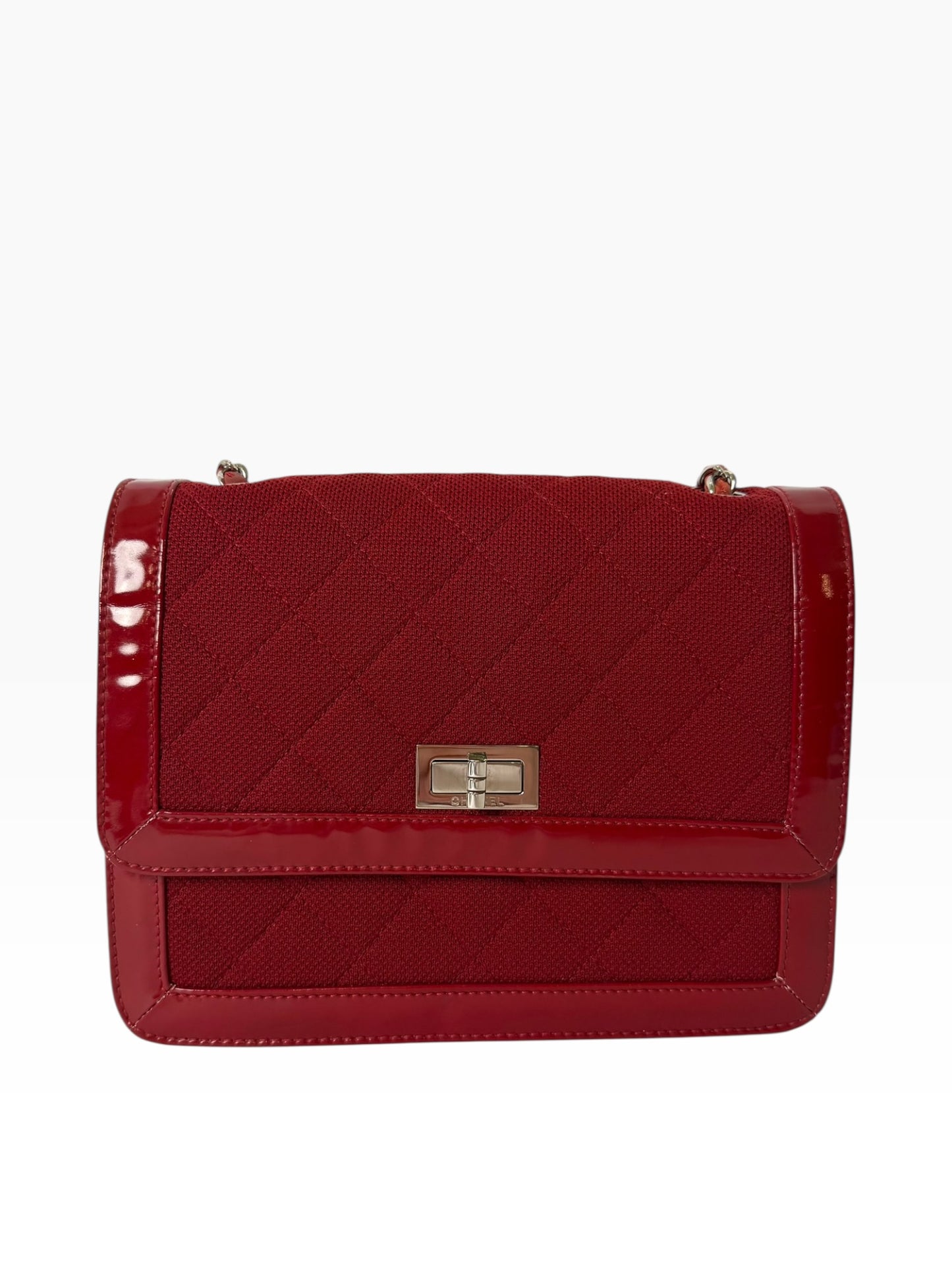 Chanel Reissue Red 2.55 Patent Trim Canvas