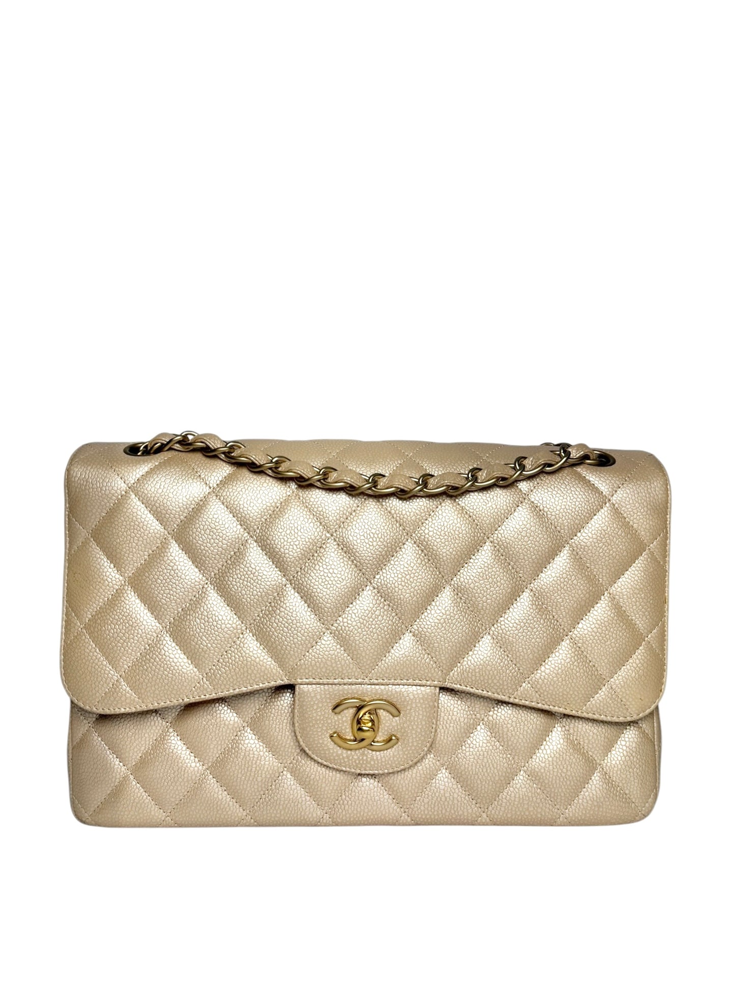 Chanel Jumbo Double Flap Caviar Pearly Beige