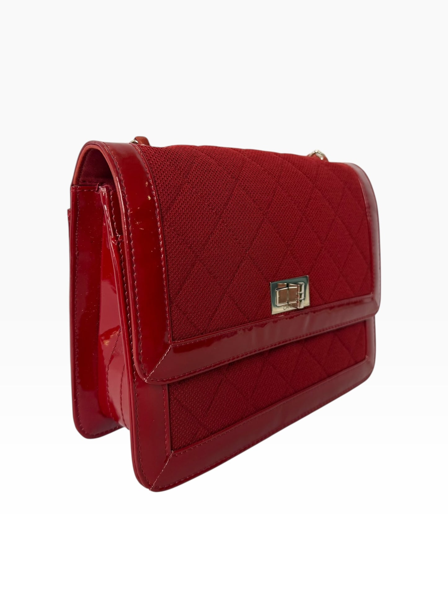 Chanel Reissue Red 2.55 Patent Trim Canvas