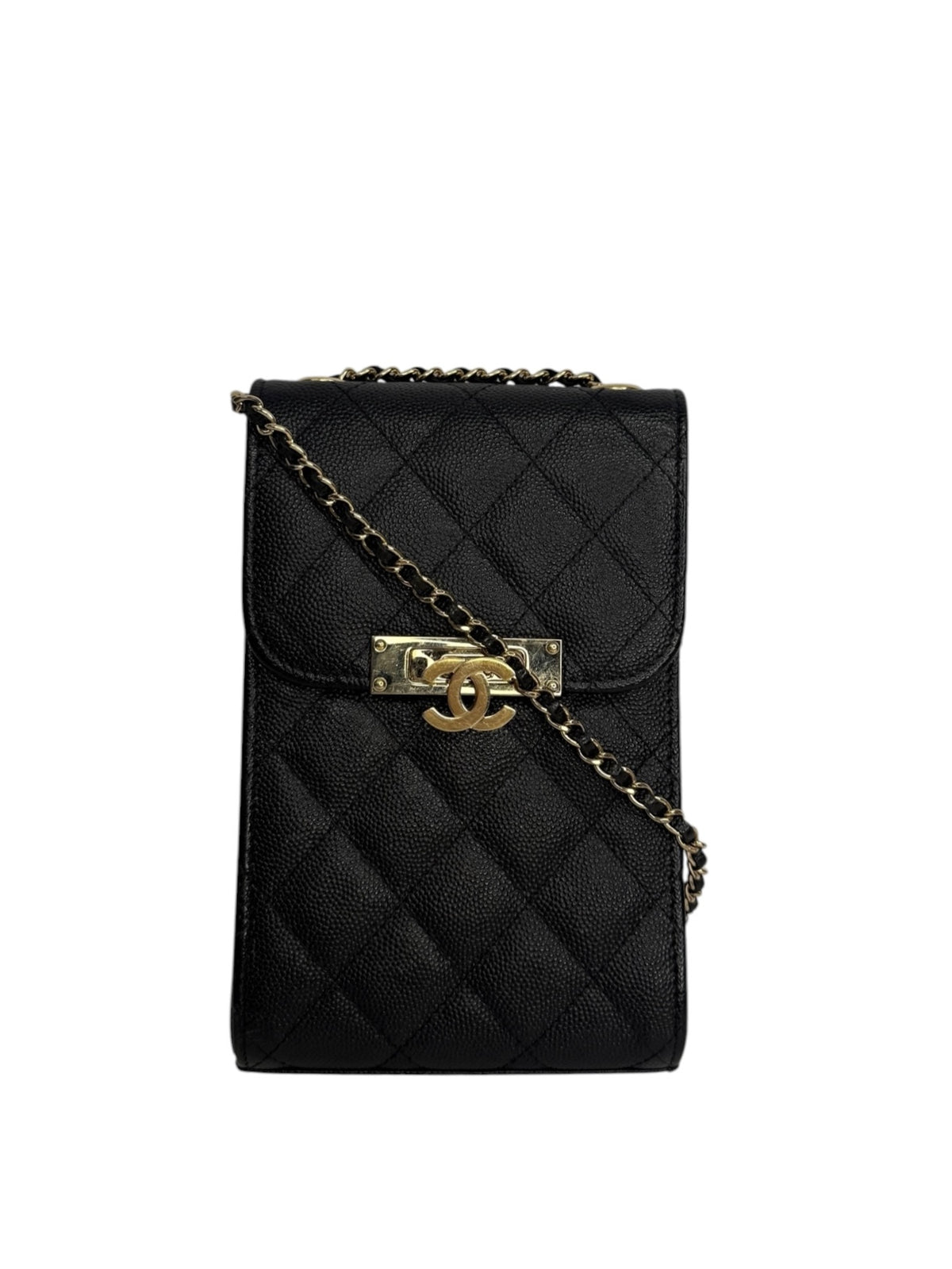 Chanel Black Caviar Crossbody Phone Holder T9160