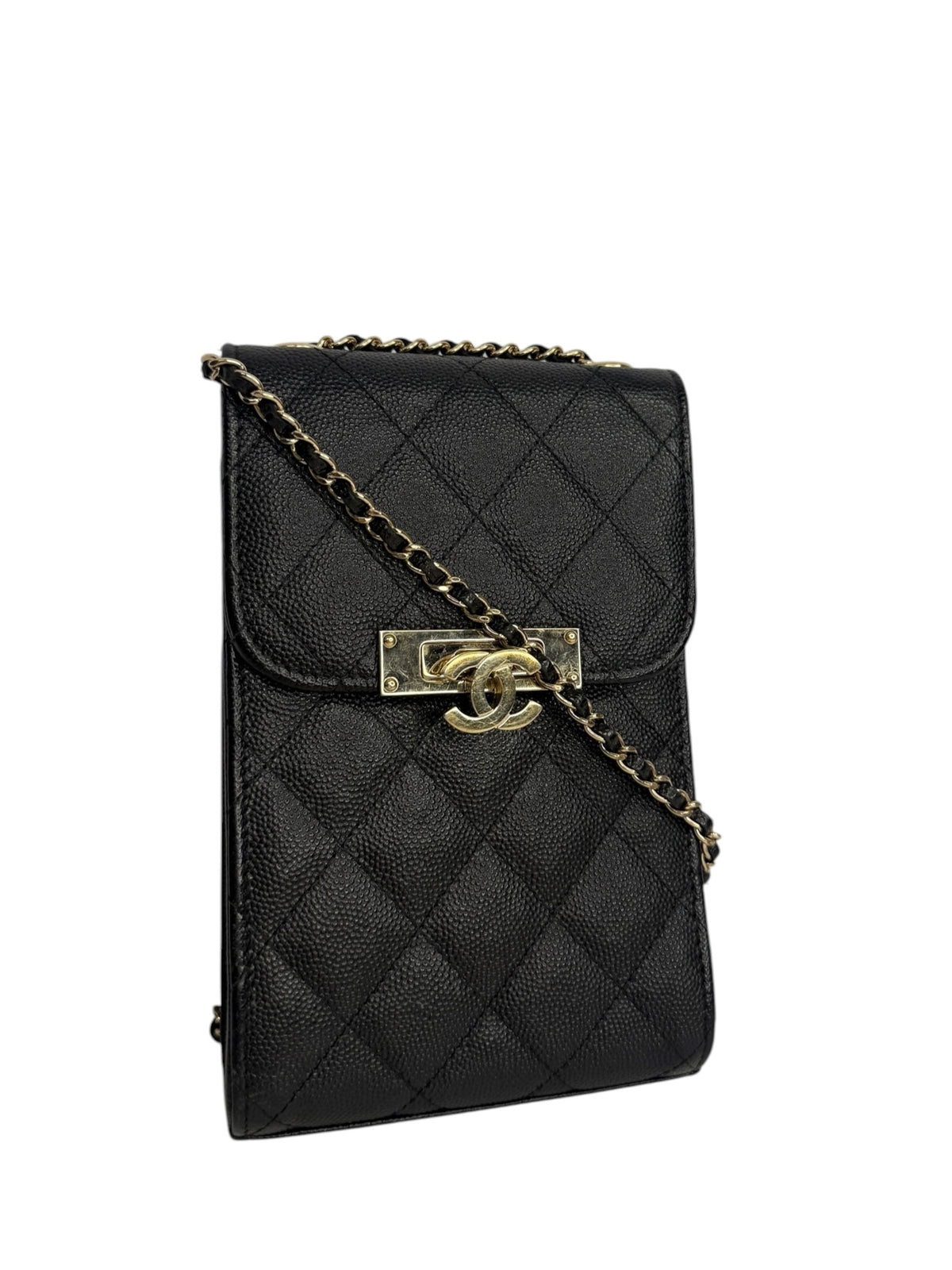 Chanel Black Caviar Crossbody Phone Holder T9160