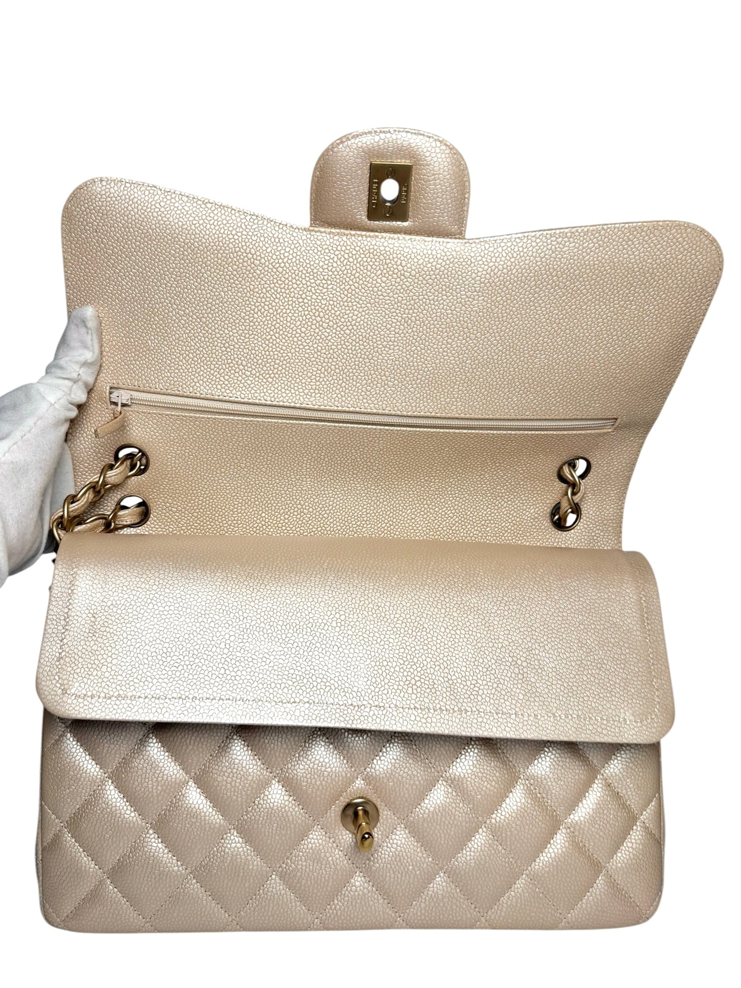 Chanel Jumbo Double Flap Caviar Pearly Beige