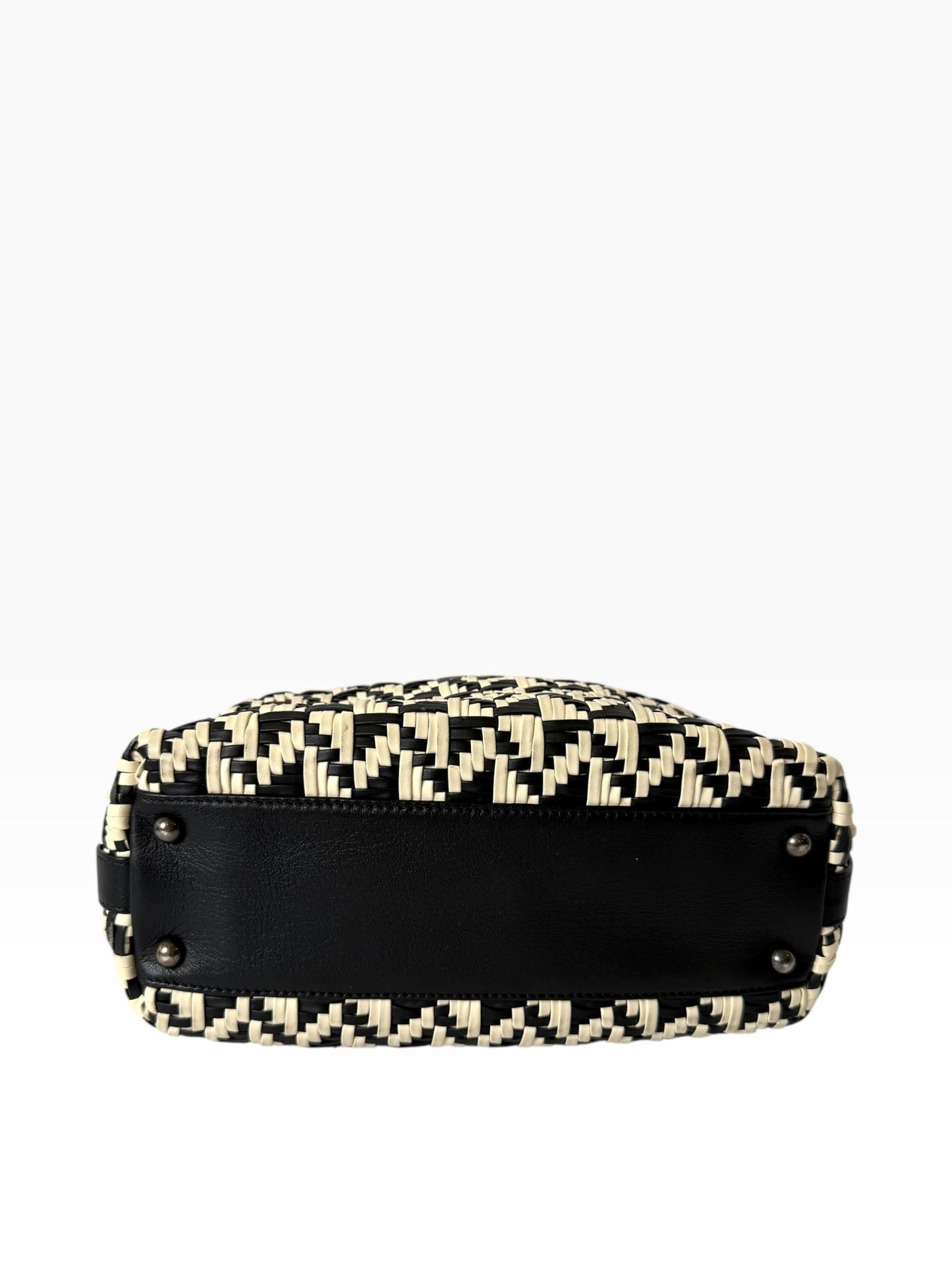 Chanel Bowler Woven Raffia Black/White