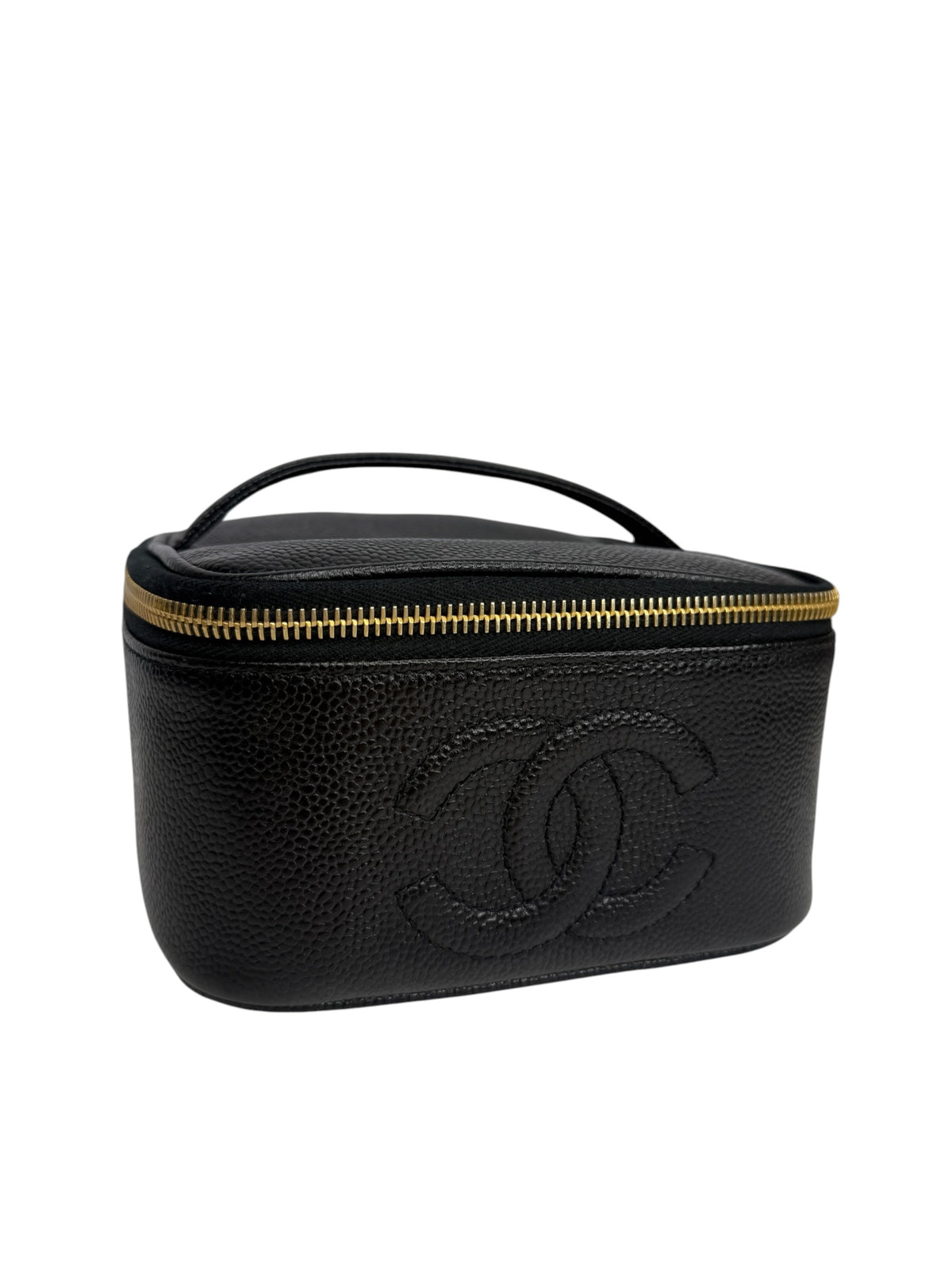 Chanel Vintage Black Caviar Cosmetic Case T9157