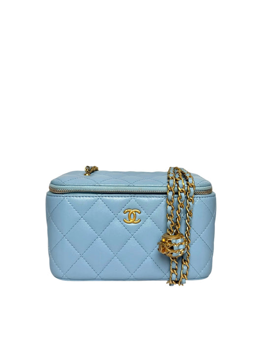 Chanel Light Blue Lambskin Vanity Case T8191
