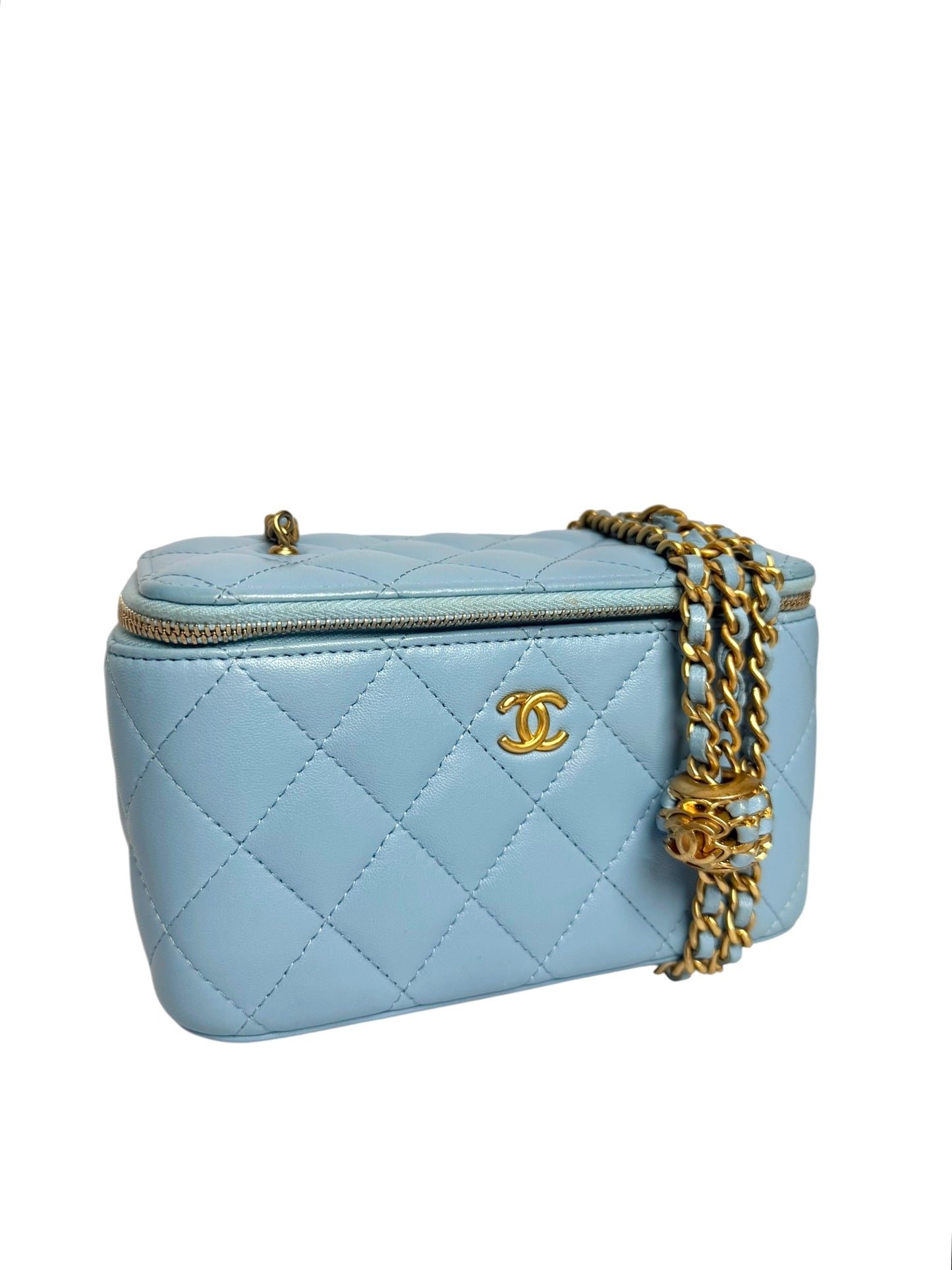 Chanel Light Blue Lambskin Vanity Case