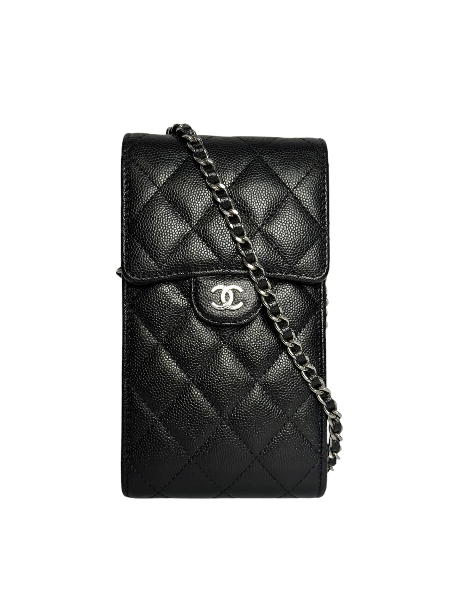 Chanel Black Caviar Phone Holder Crossbody