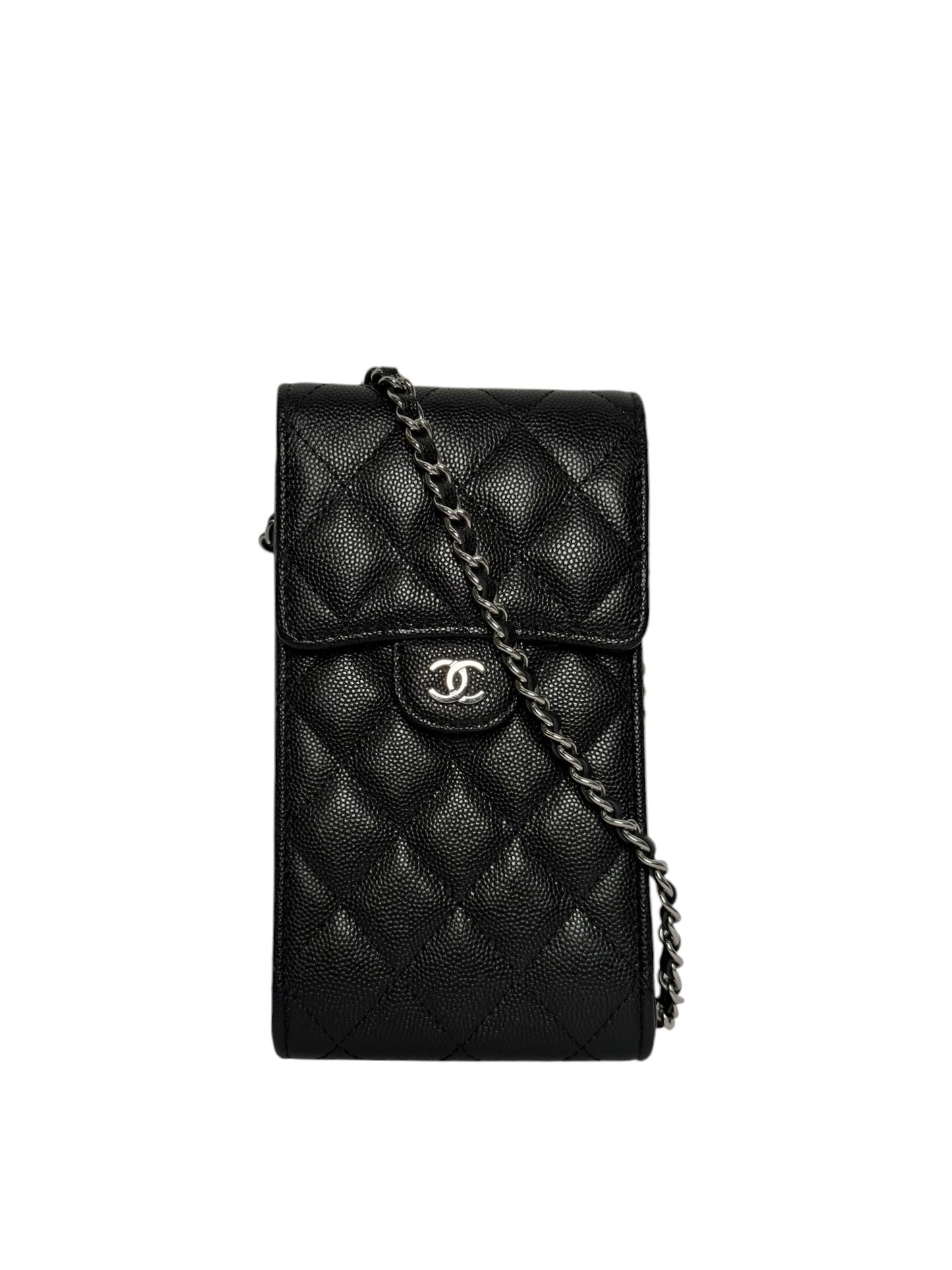 Chanel Black Caviar Phone Holder Crossbody