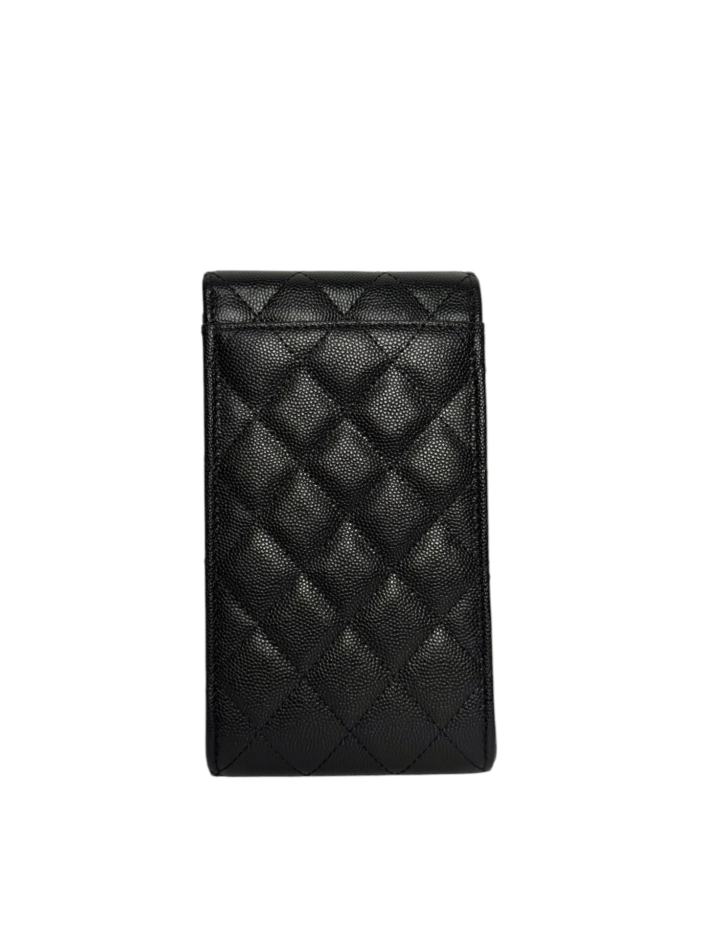 Chanel Black Caviar Phone Holder Crossbody