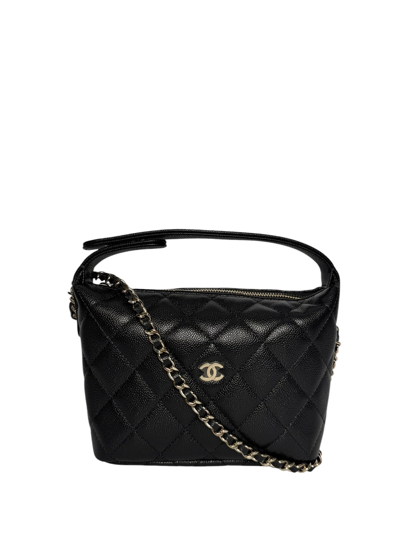 Chanel Black Caviar Hobo Clutch Crossbody