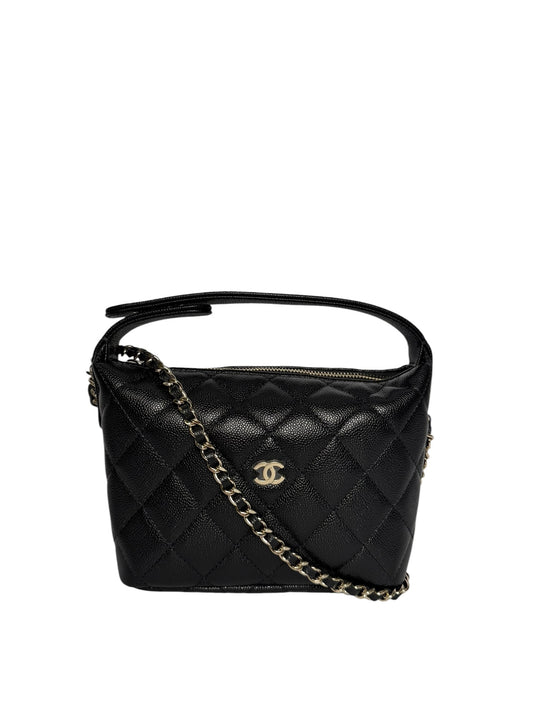 Chanel Black Caviar Hobo Clutch Crossbody T8277