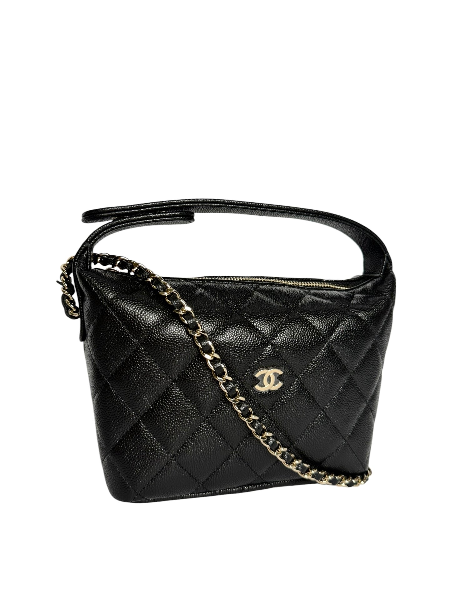 Chanel Black Caviar Hobo Clutch Crossbody