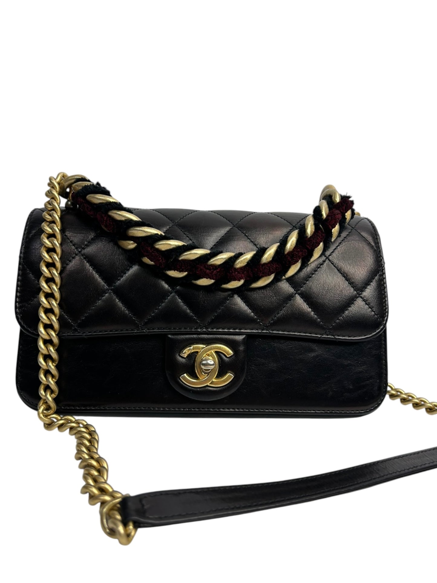 Chanel Iridescent Calfskin Straight Lined Flap Bag Black T8816