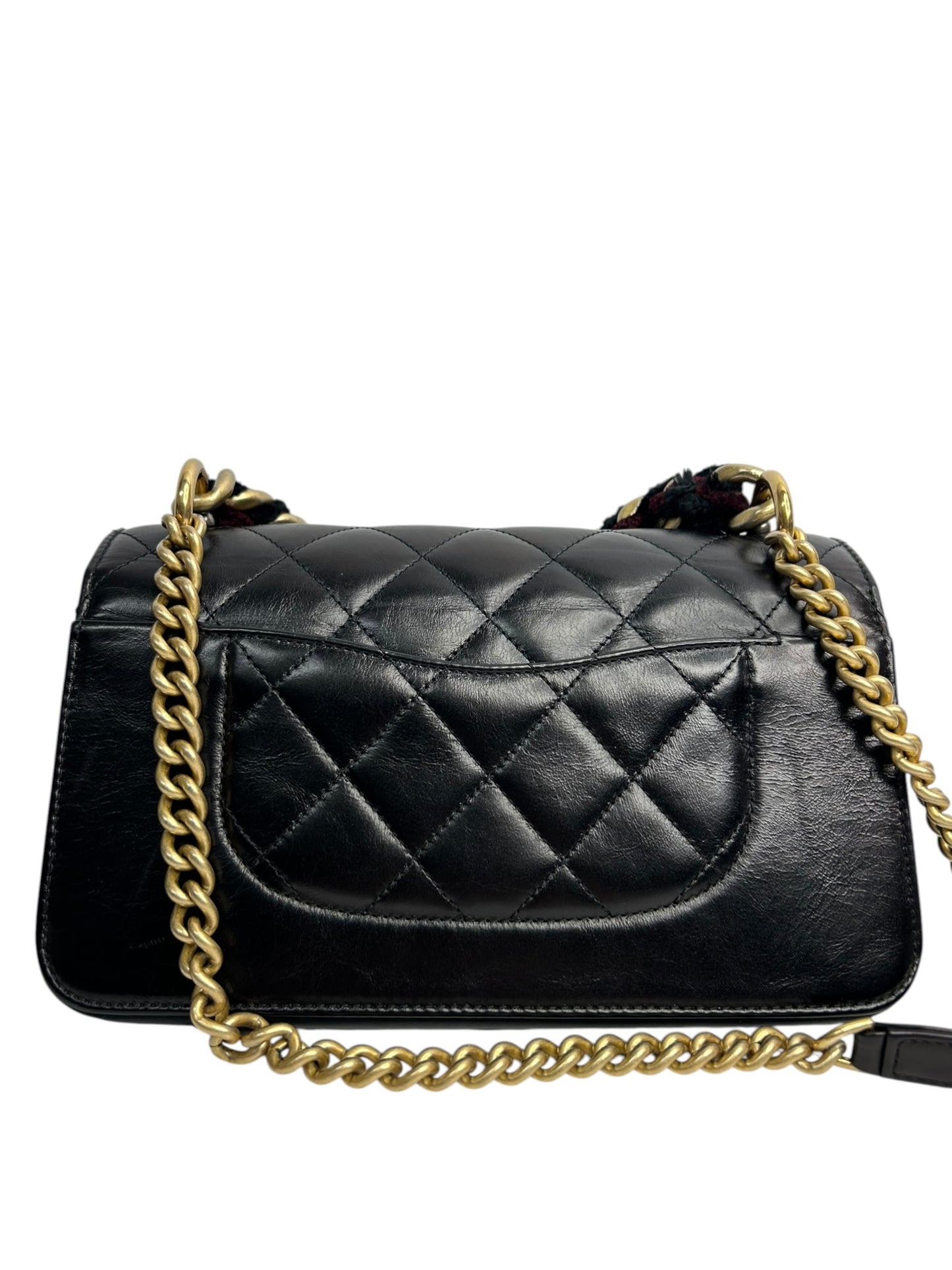 Chanel Iridescent Calfskin Straight Lined Flap Bag Black T8816
