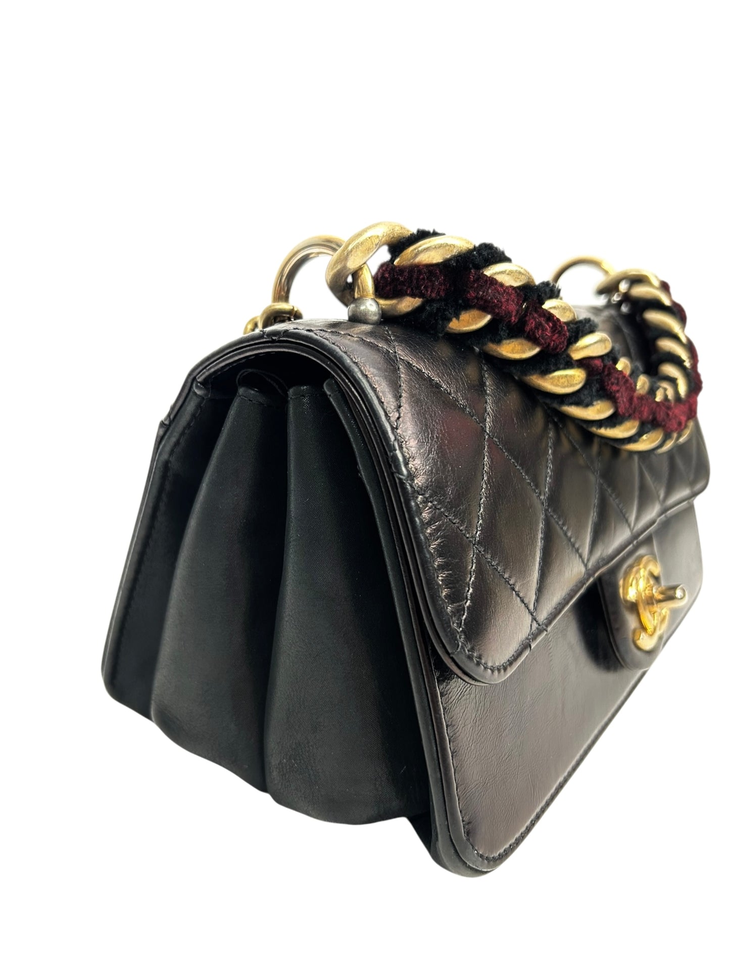 Chanel Iridescent Calfskin Straight Lined Flap Bag Black T8816