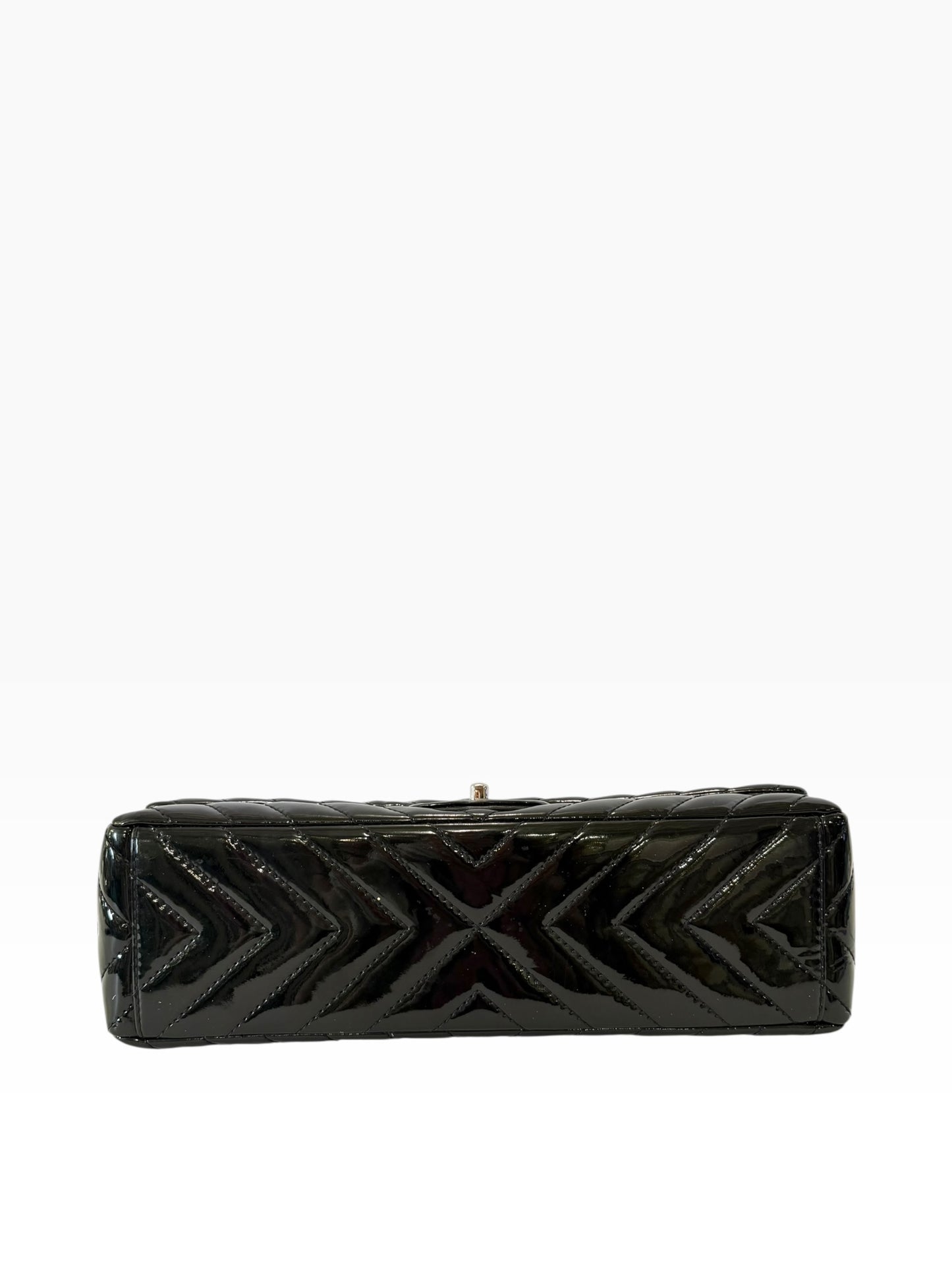 Chanel Patent Maxi Black Chevron Single Flap